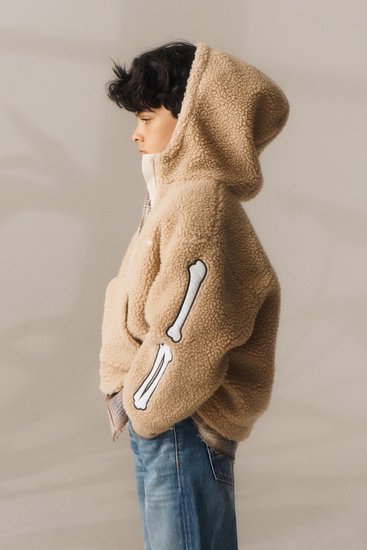 Teddy jacket with bone details