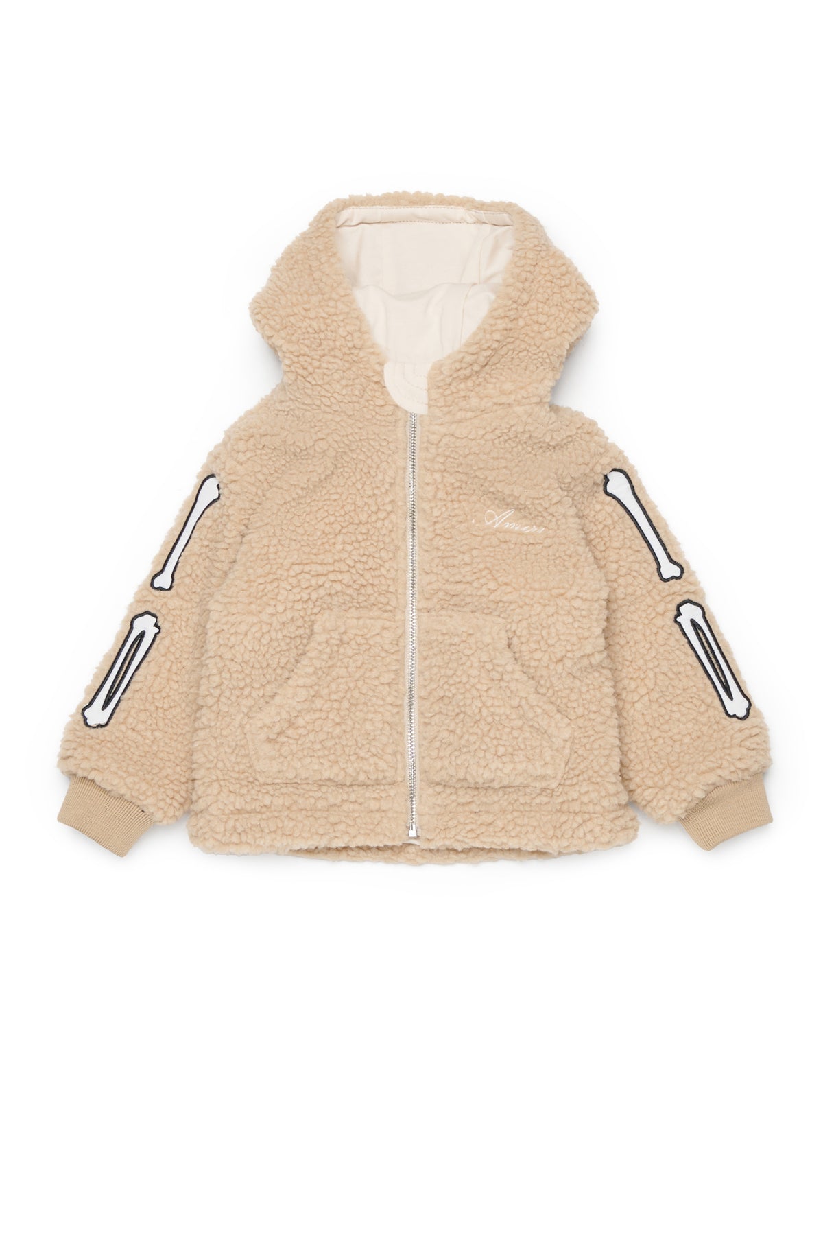 Teddy jacket with logo and bone details