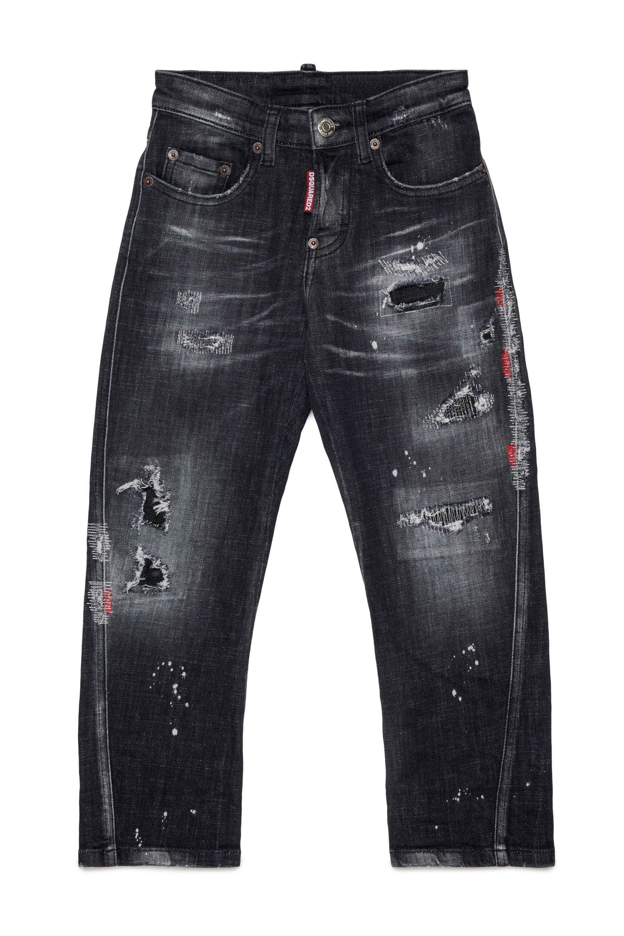 Regular jeans in black wash with a used effect