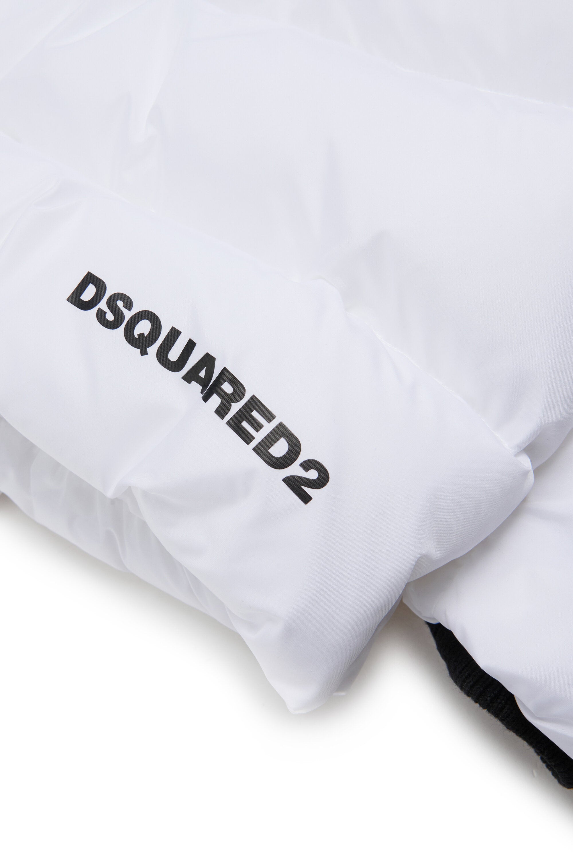 Short padded jacket with hood and DSQUARED2 logo