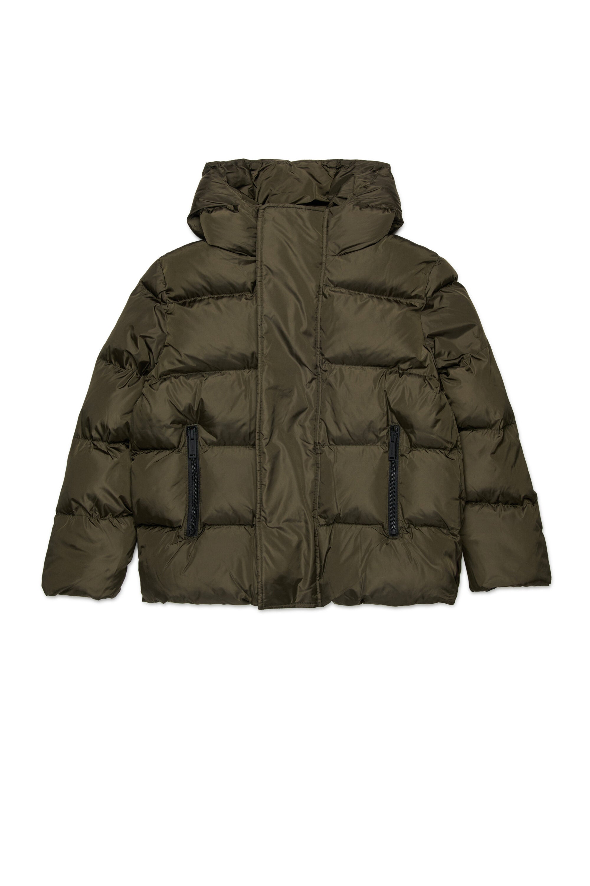 Short padded jacket with hood and DSQUARED2 logo