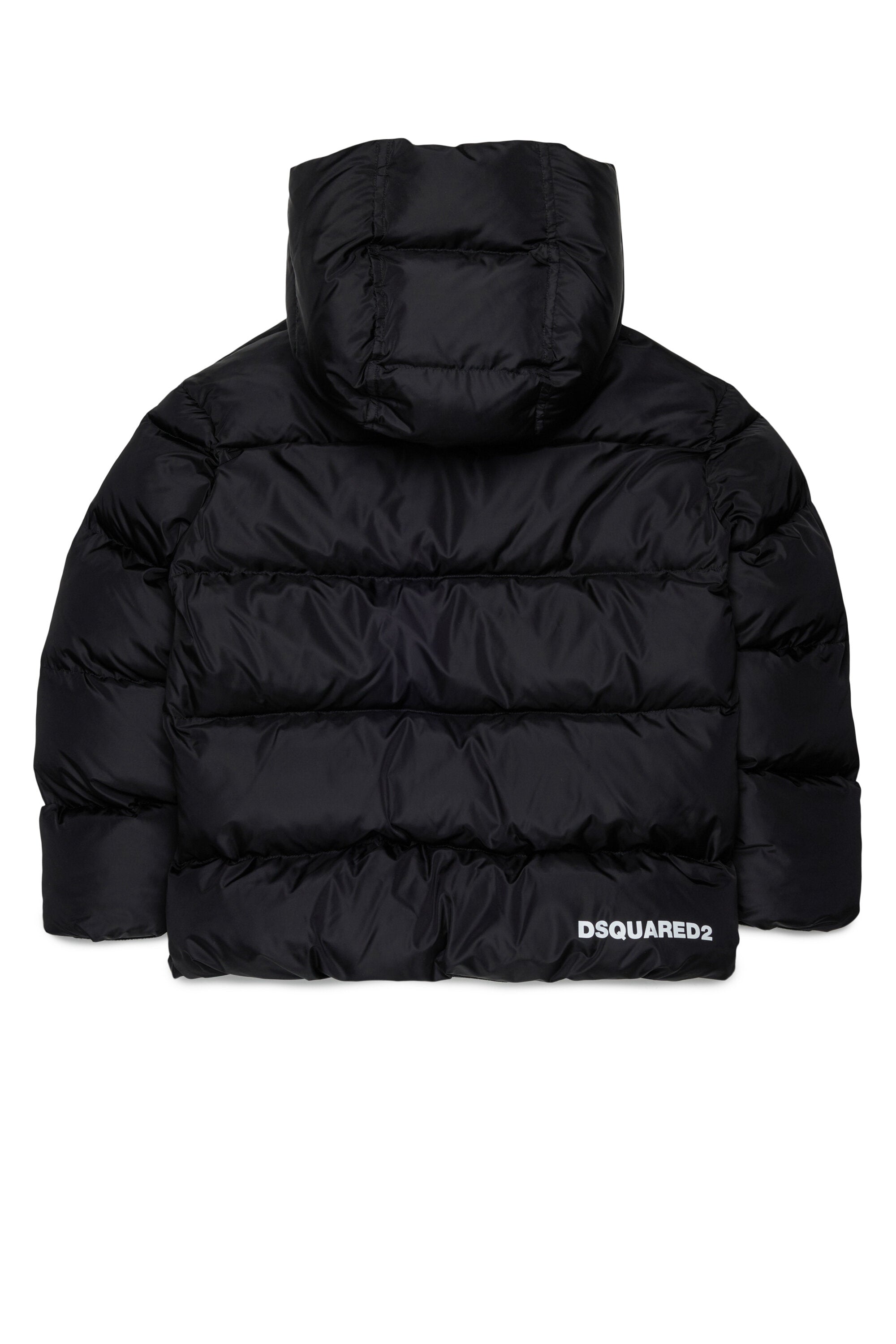 Short padded jacket with hood and DSQUARED2 logo