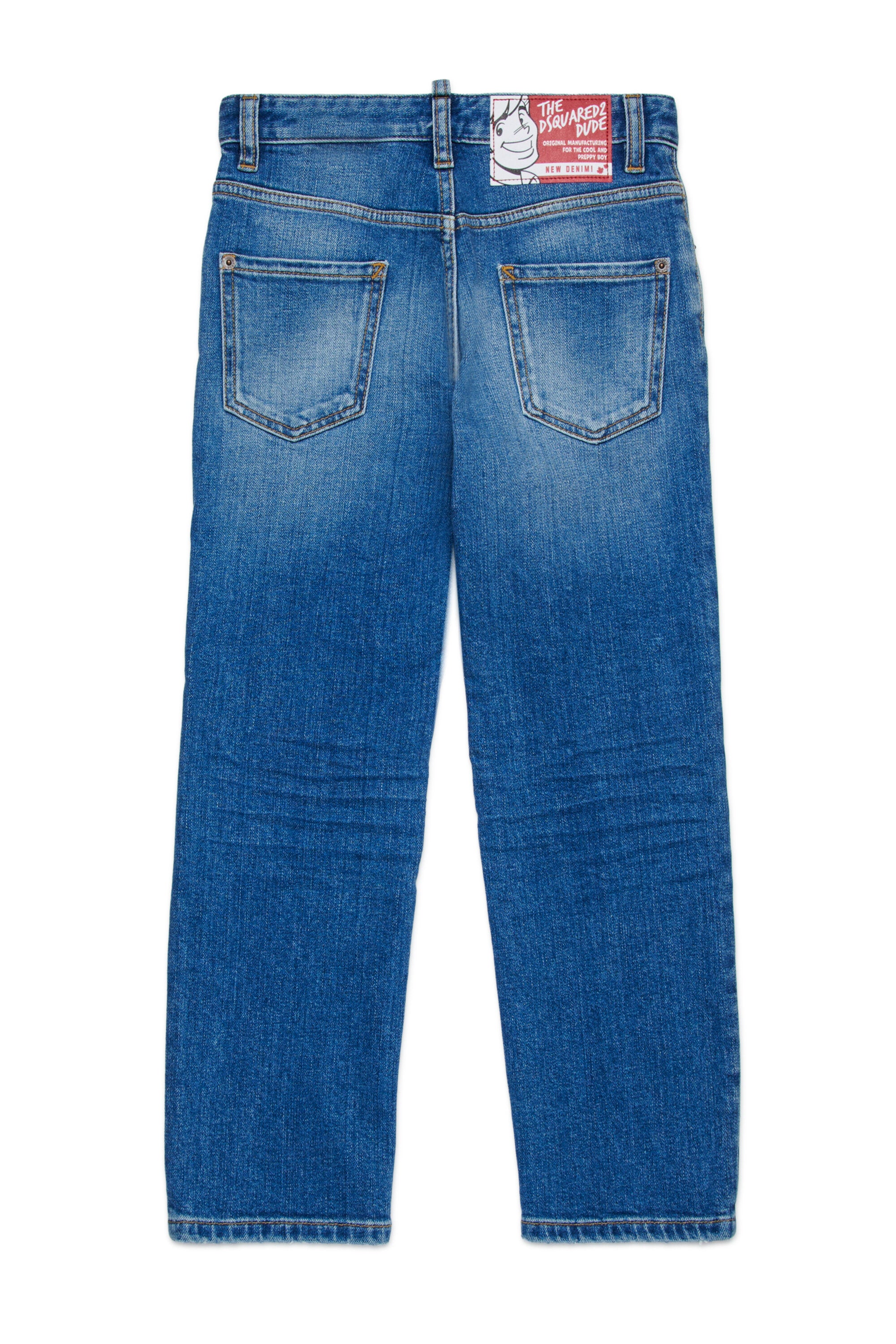 Medium blue straight jeans with abrasions - 642