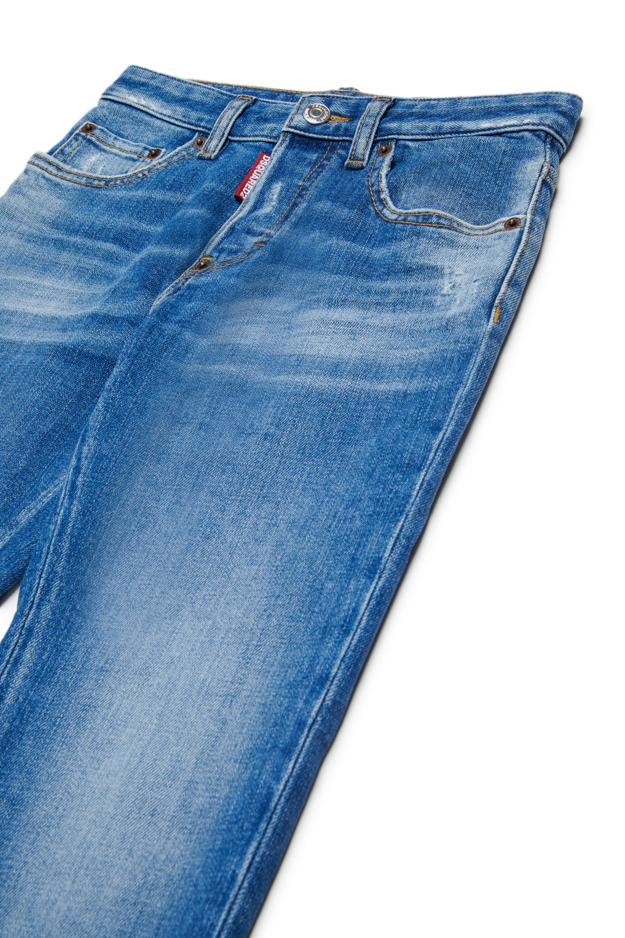 Medium blue straight jeans with abrasions - 642