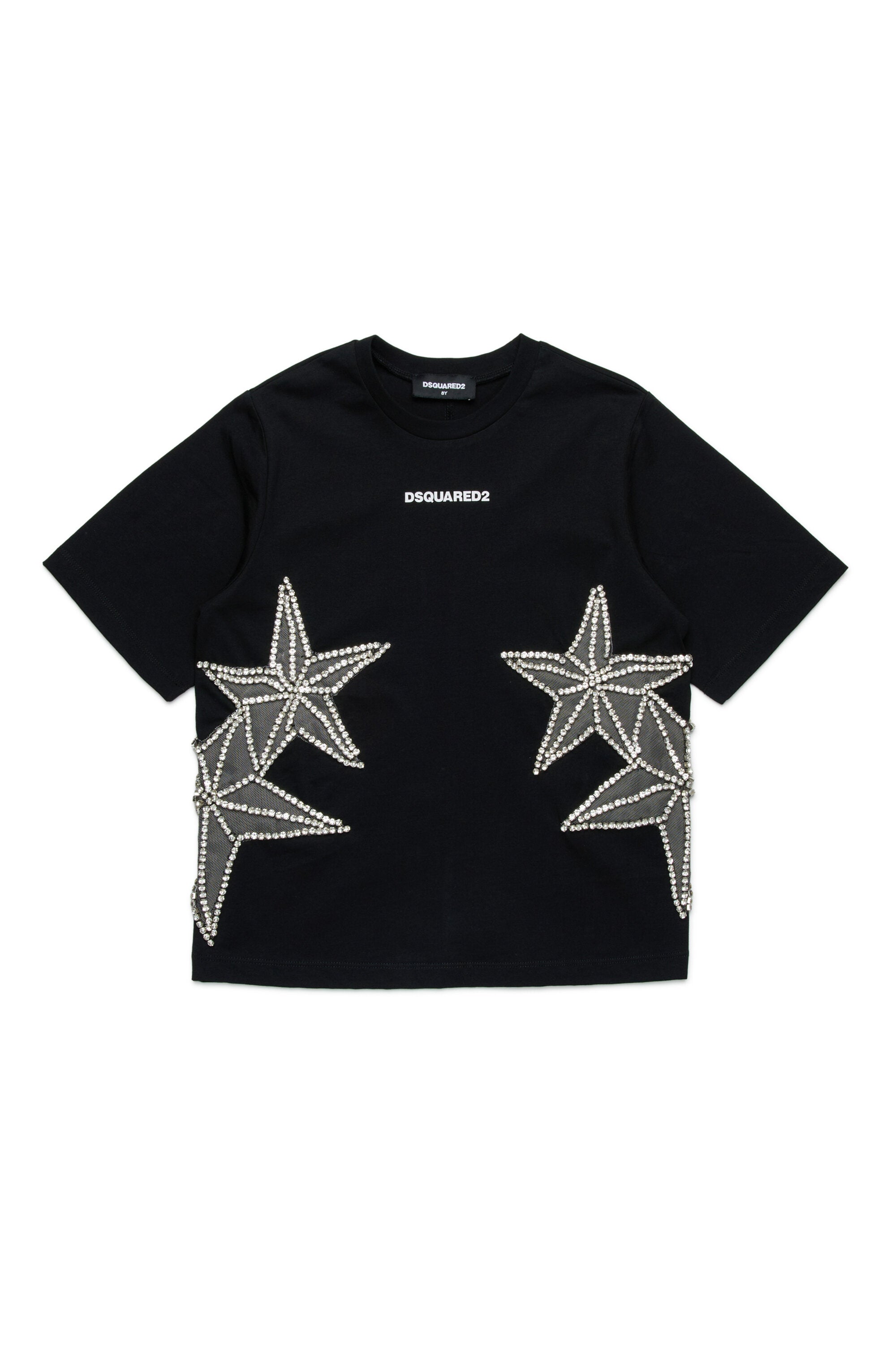 T-shirt with mesh and crystals stars