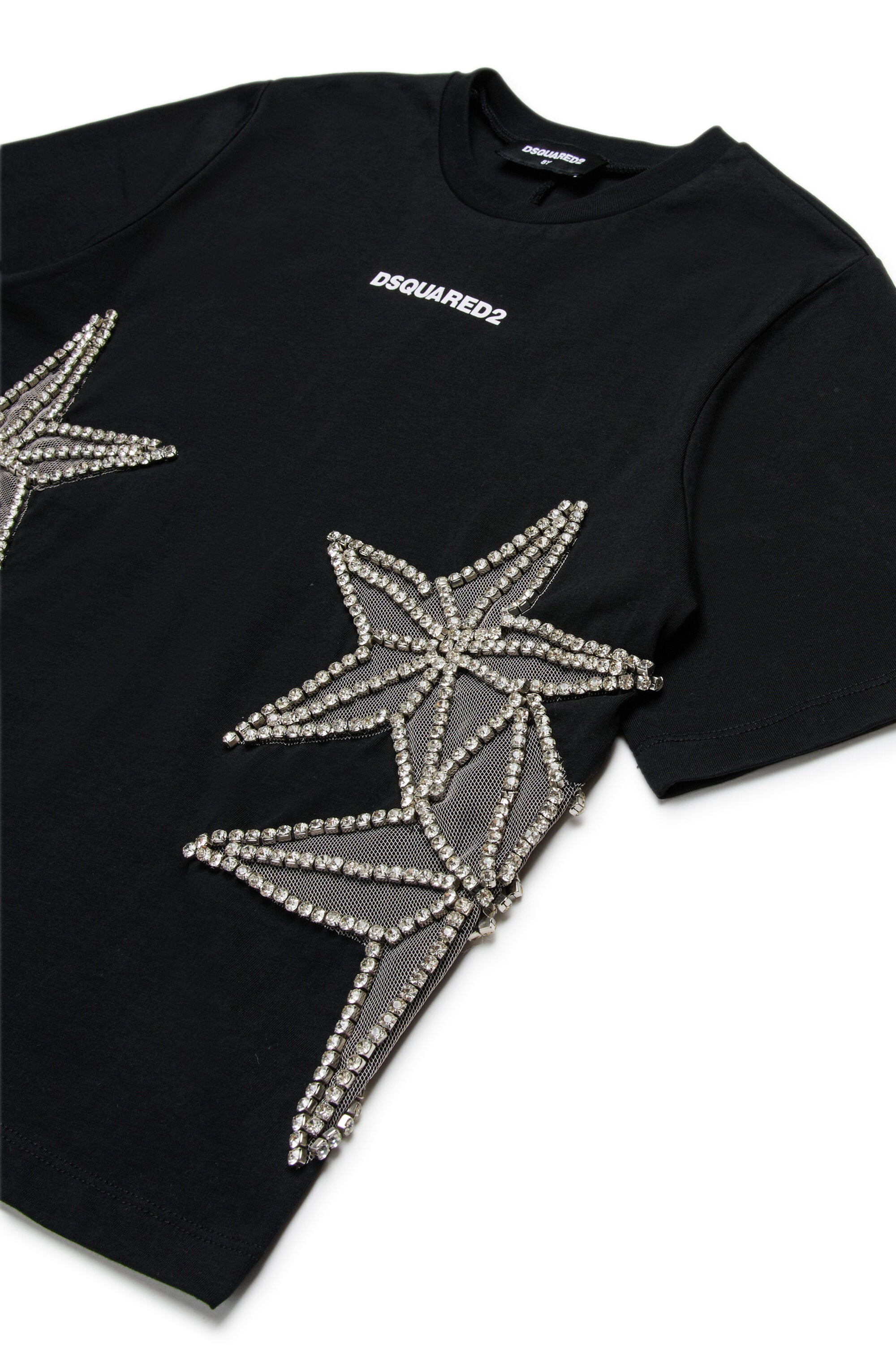 T-shirt with mesh and crystals stars