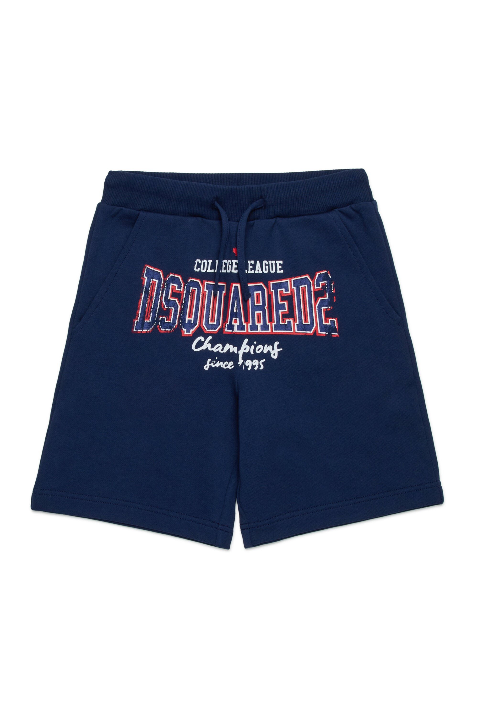 Fleece shorts with college print