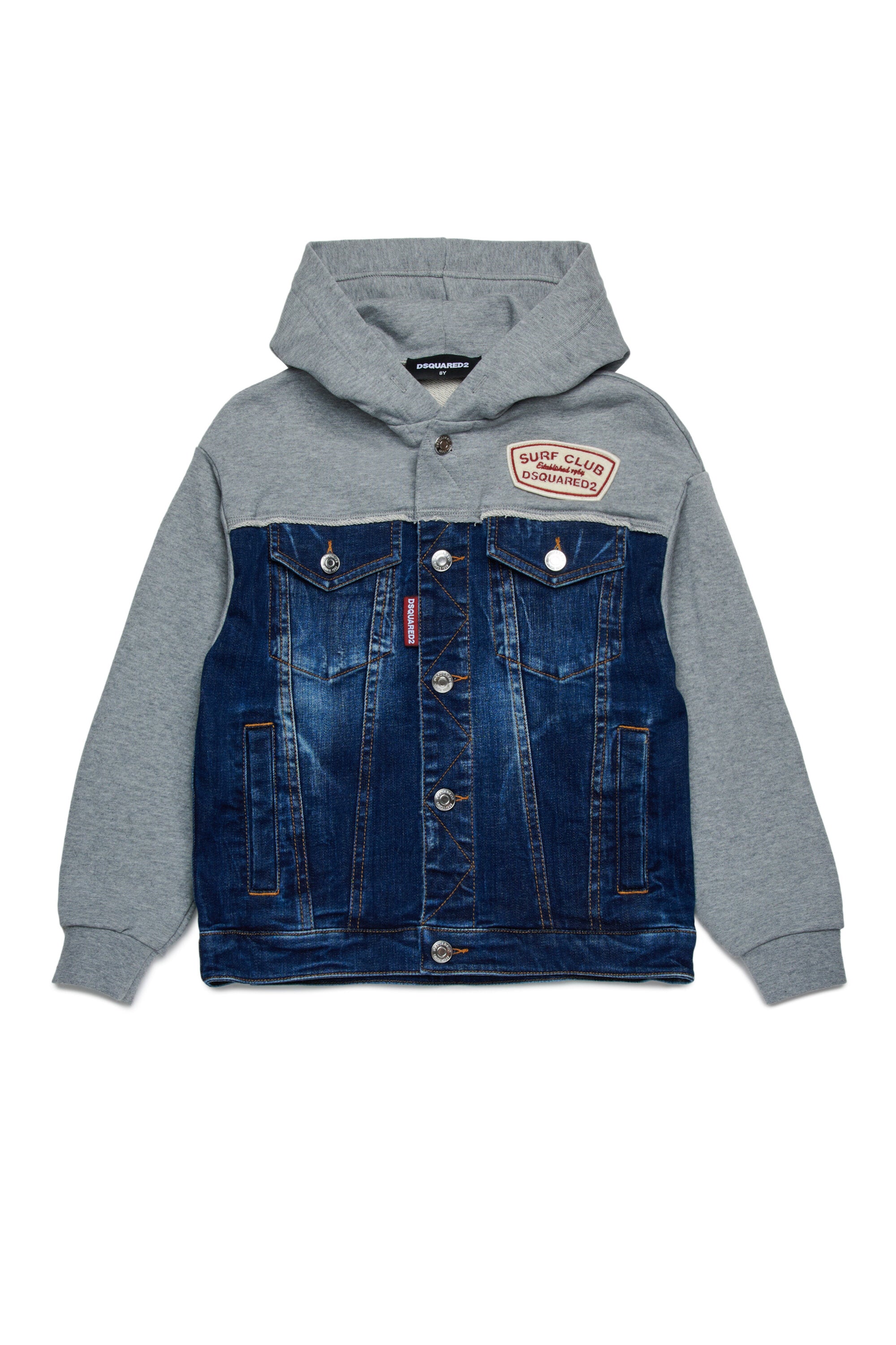 Denim and cotton sweatshirt with patch
