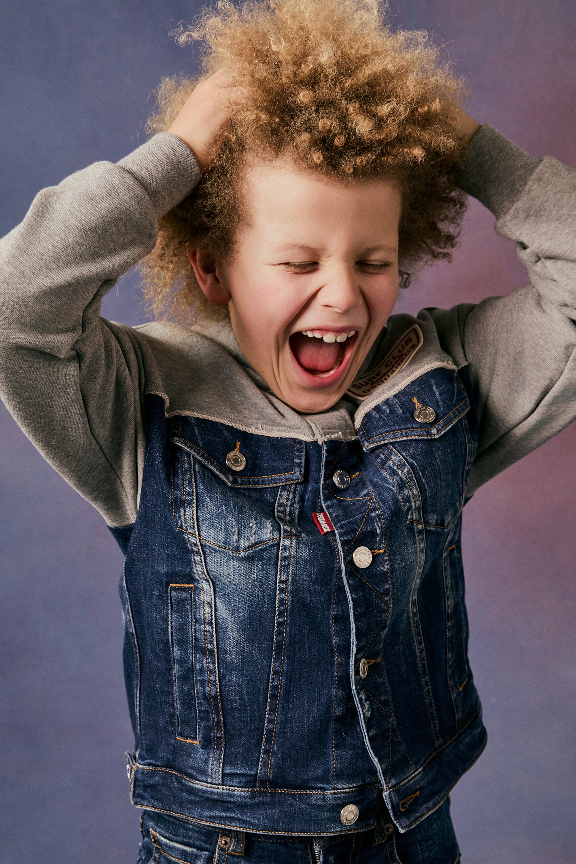Denim and cotton sweatshirt with patch