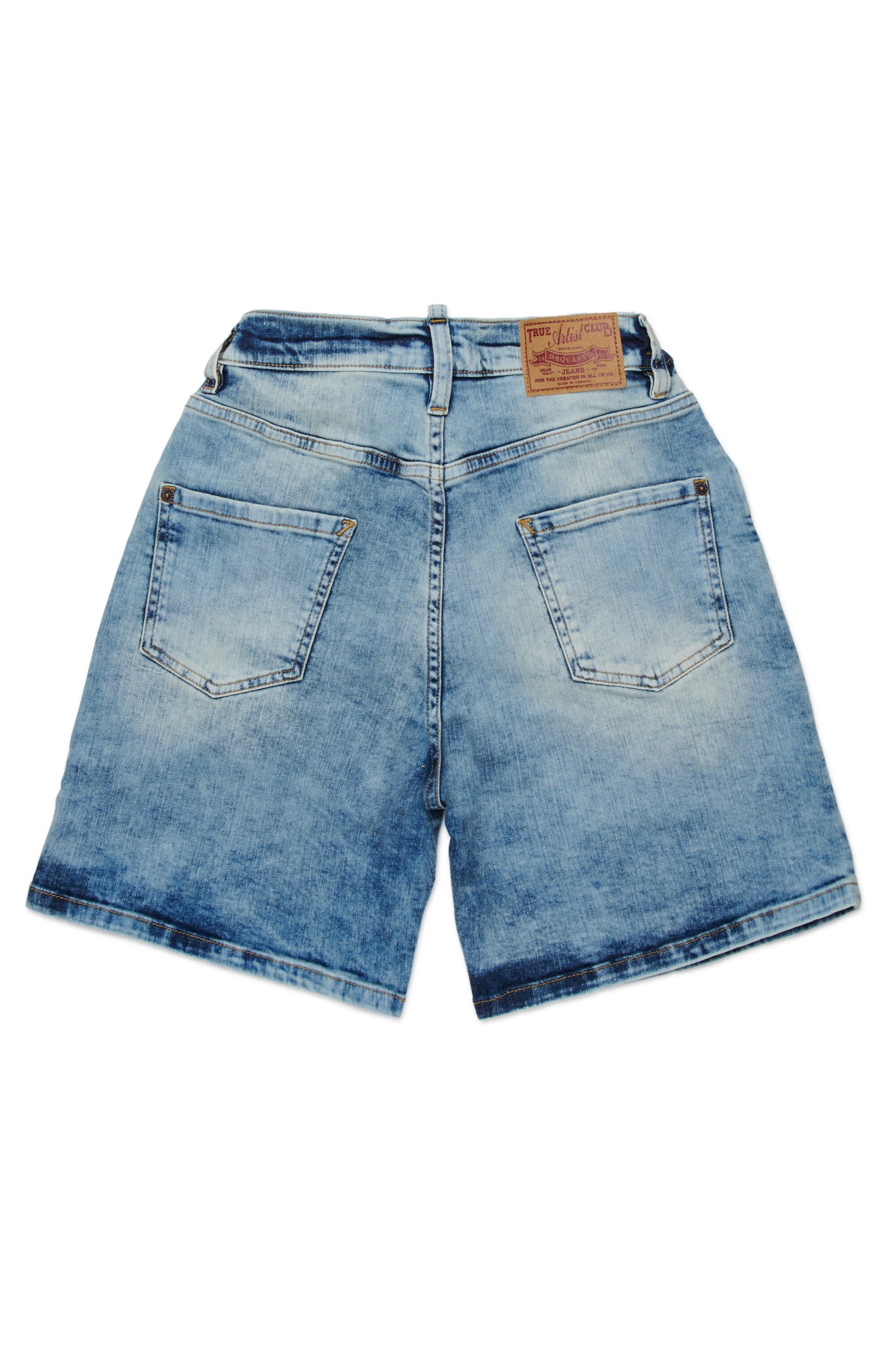 Marbled-effect denim shorts