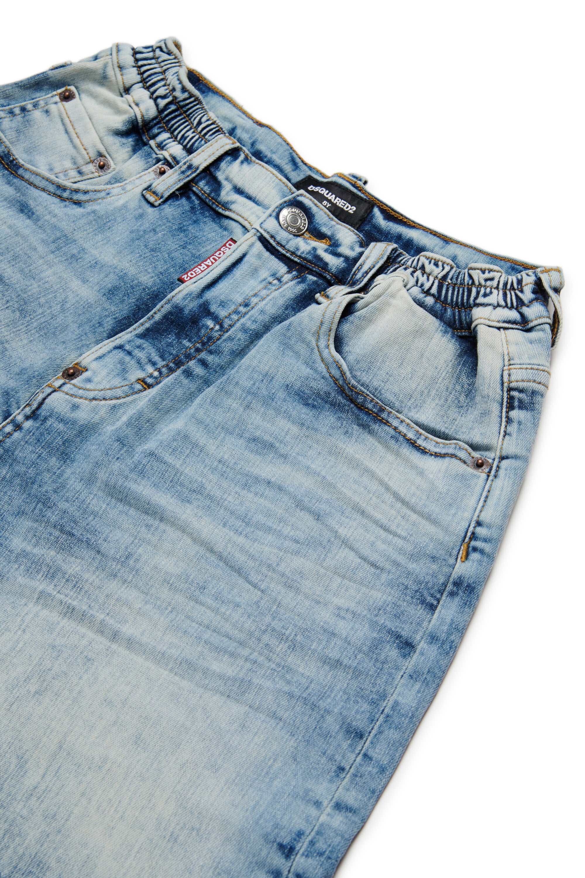 Marbled-effect denim shorts