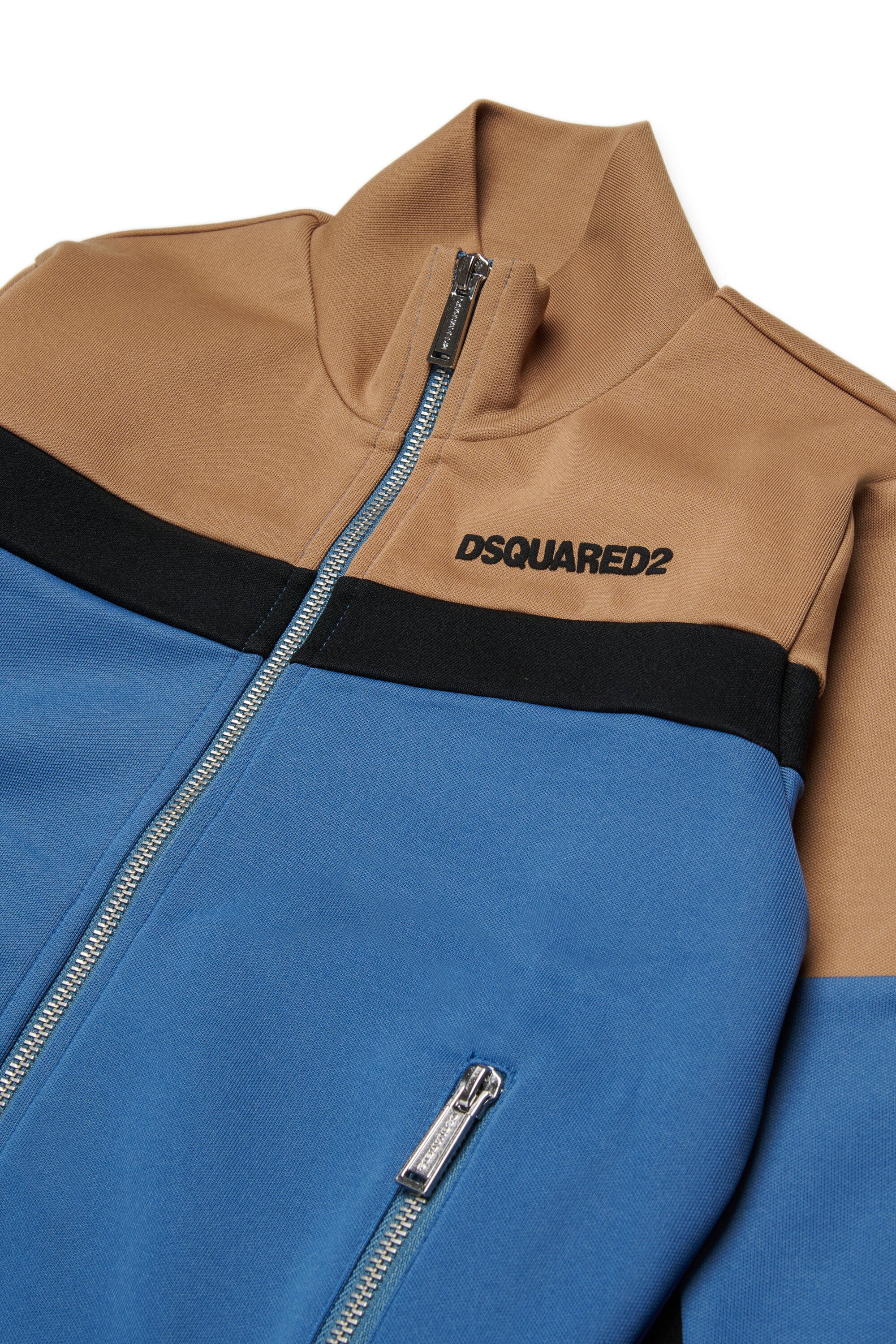 Full zipper neoprene colorblock sweatshirt