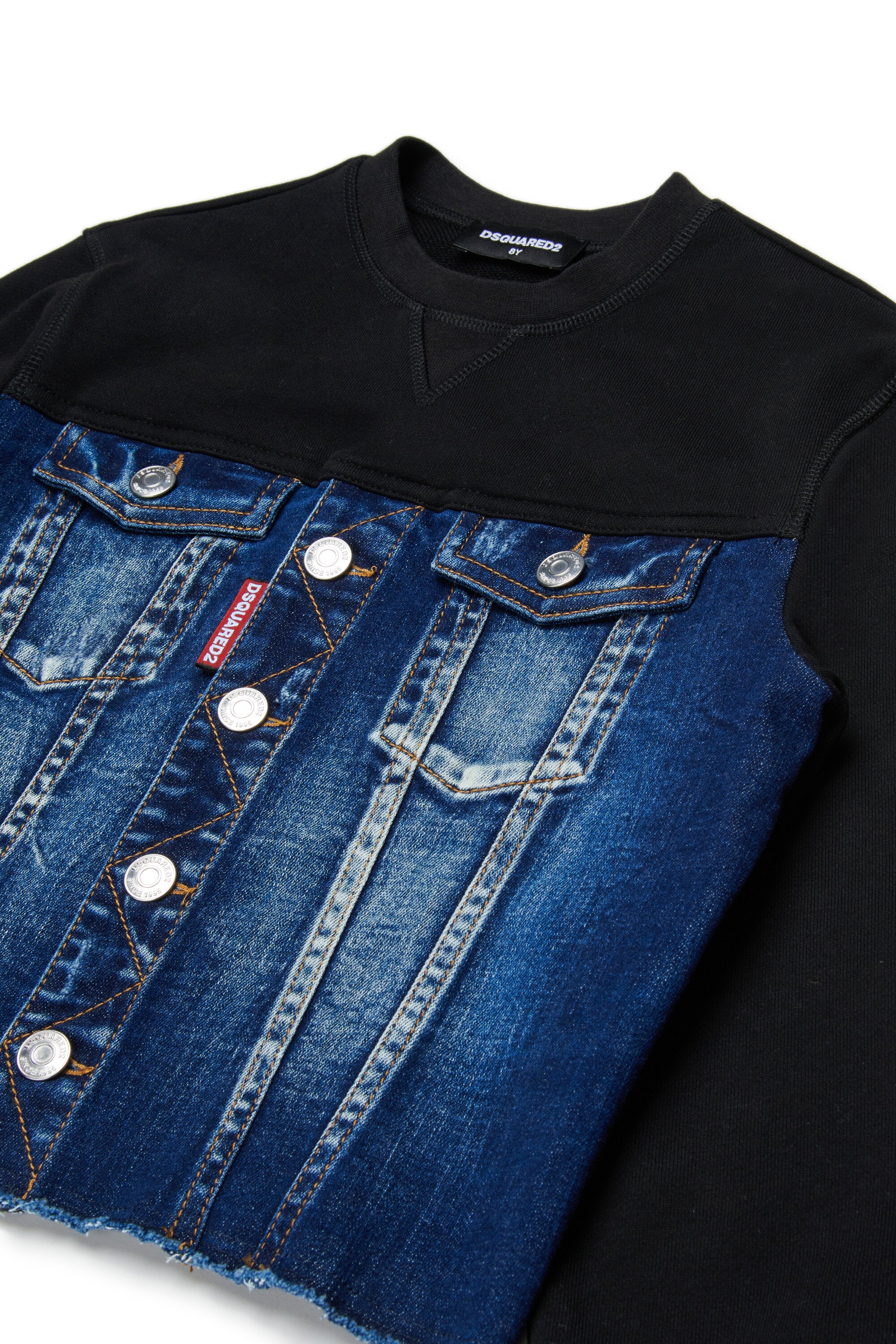 Crewneck sweatshirt with denim bust