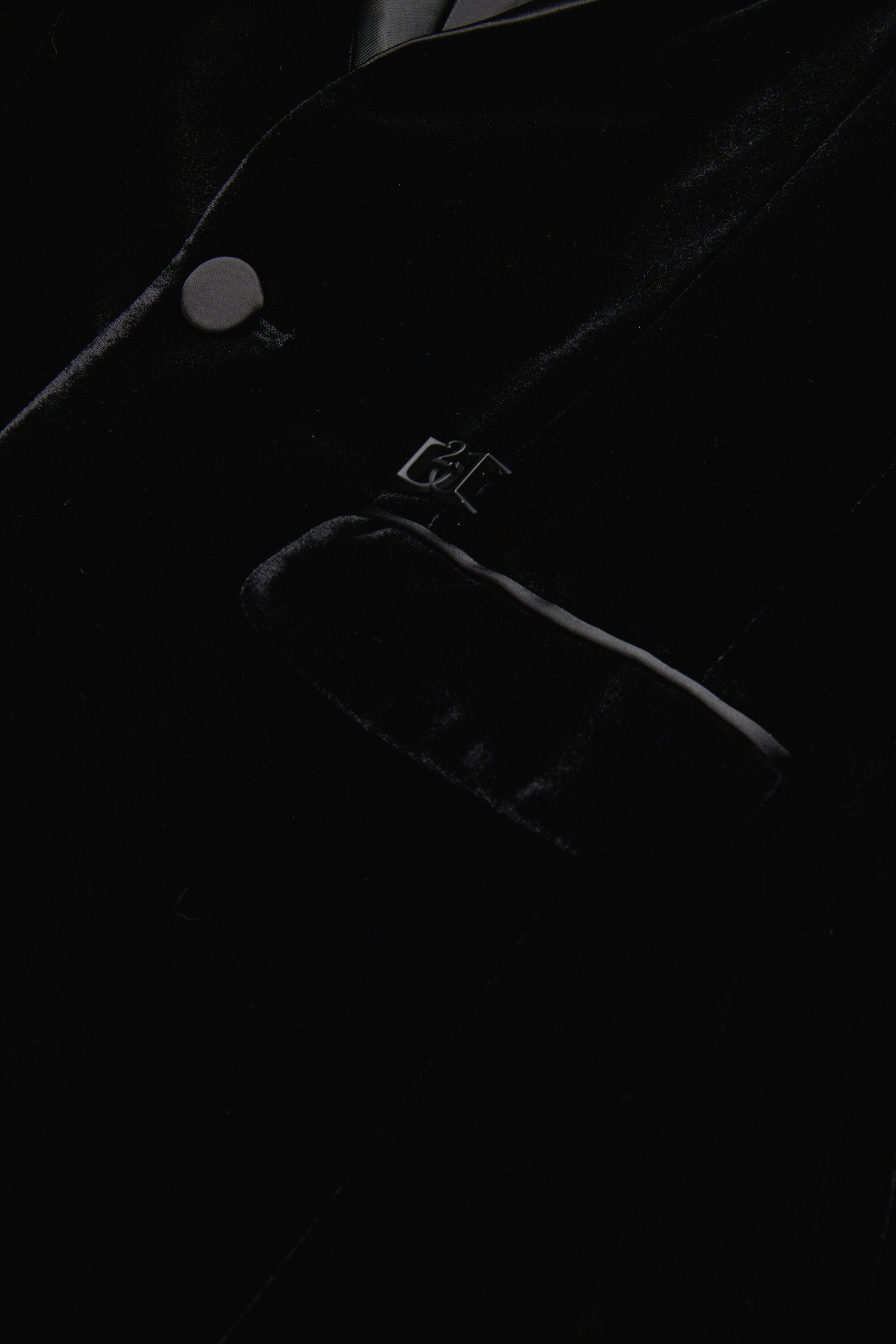 Velvet blazer jacket with D2 plaque