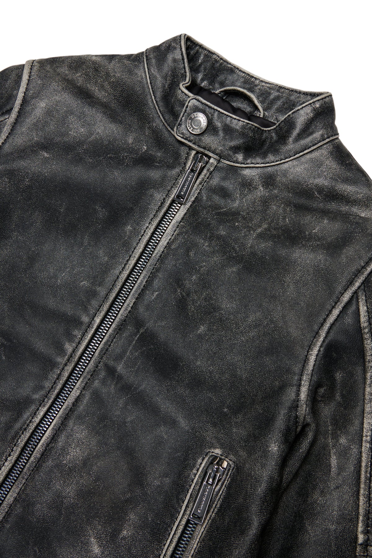 Leather worn effect nail jacket