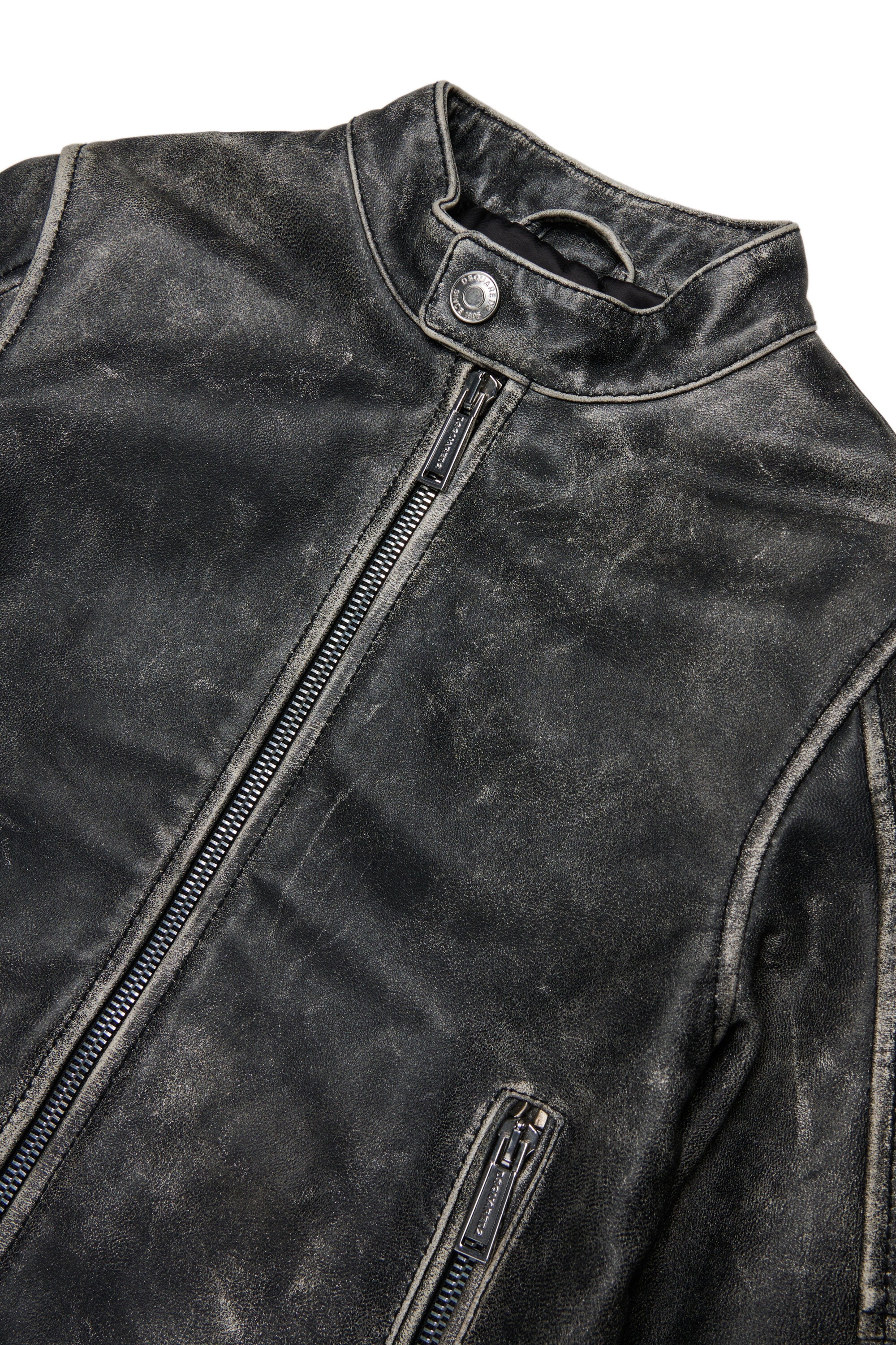 Leather worn effect nail jacket