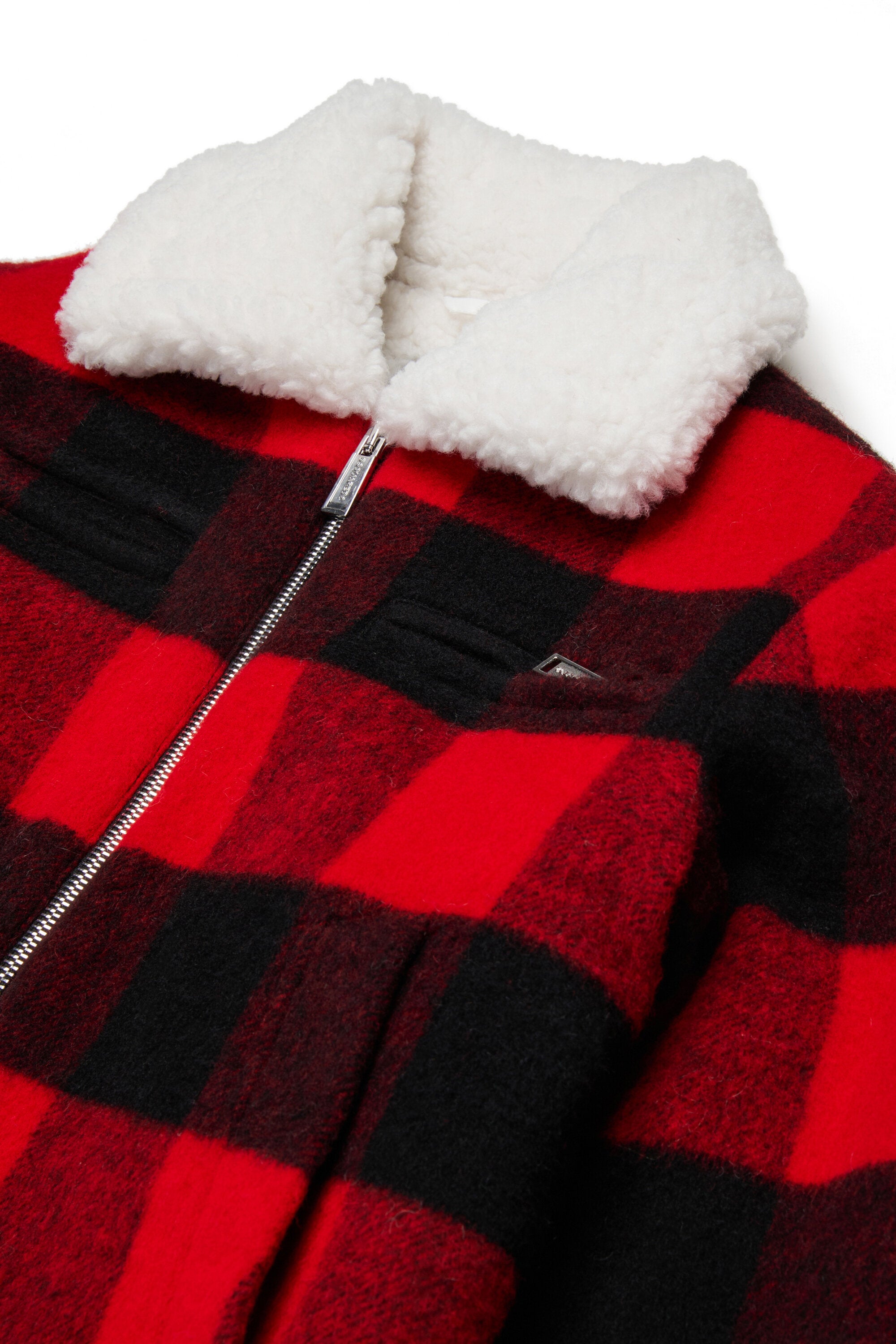 Plaid flannel shearling jacket