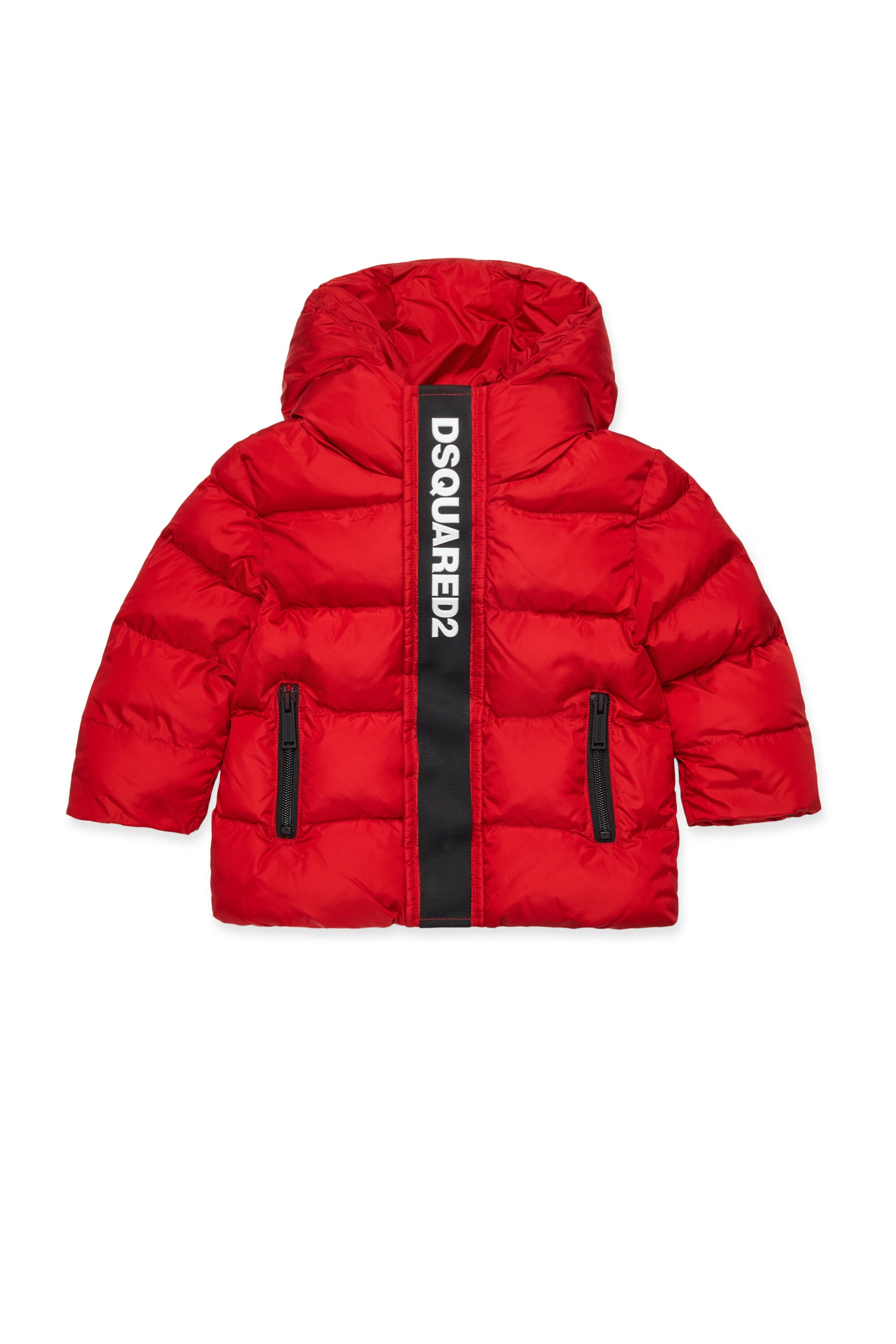 Long padded jacket with logo