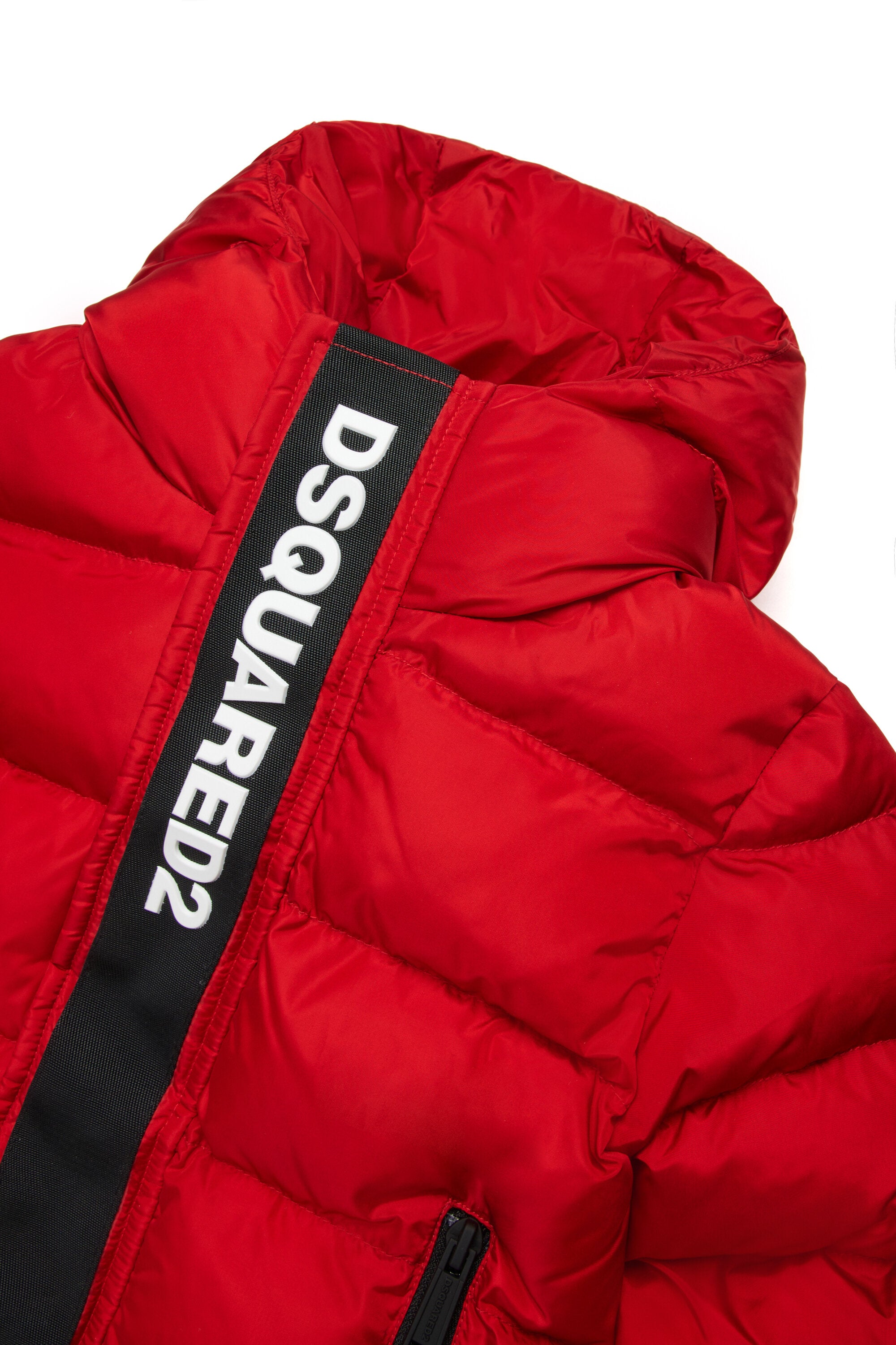 Long padded jacket with logo