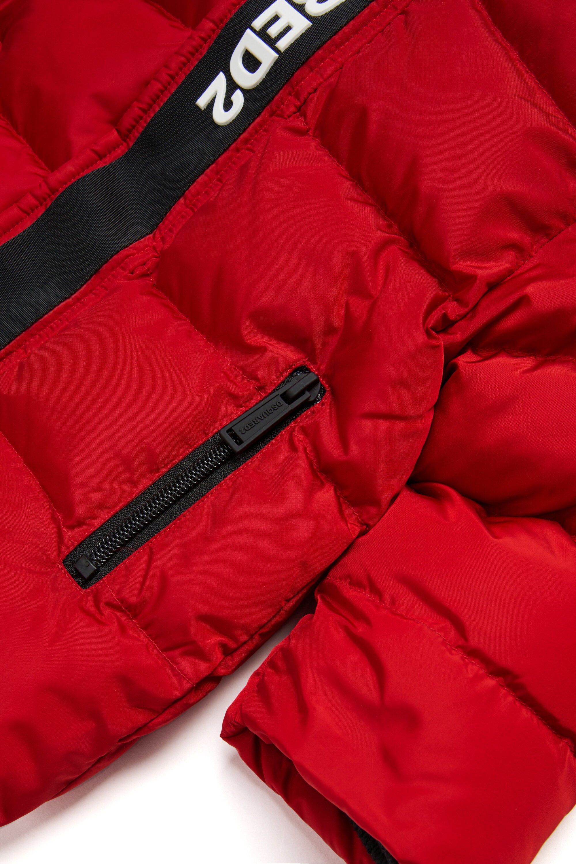 Long padded jacket with logo