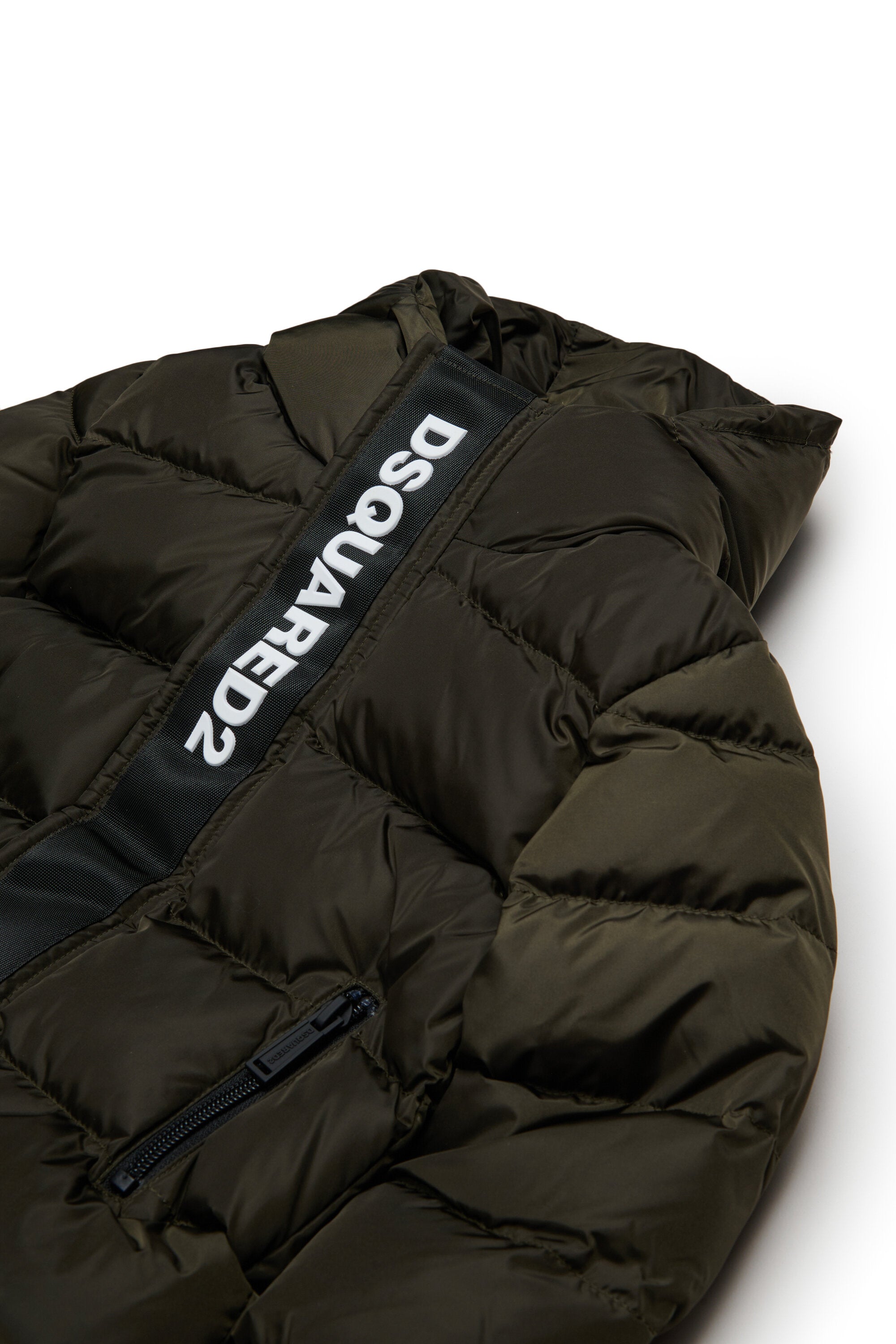 Long padded jacket with logo