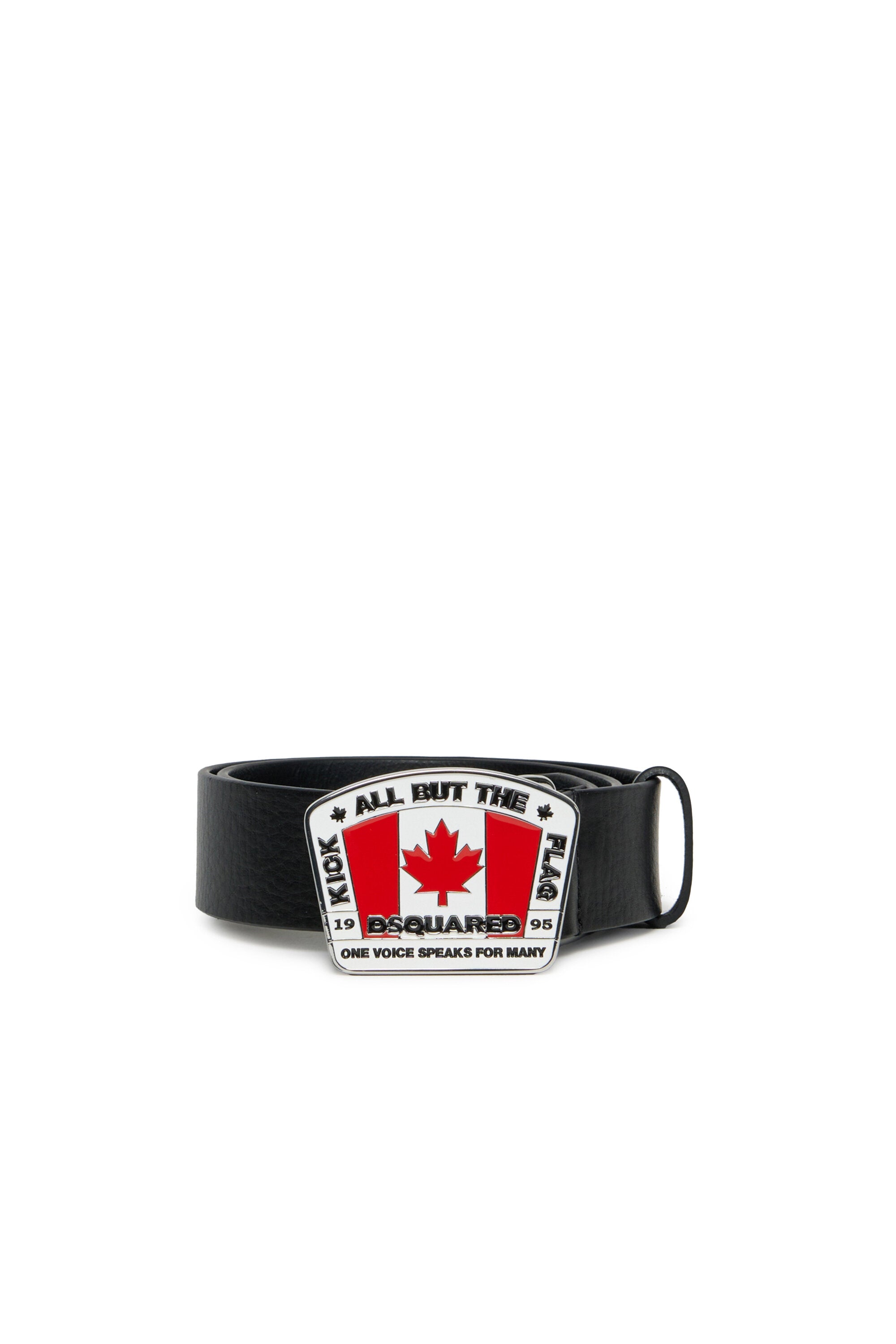 Leather belt with Canada buckle