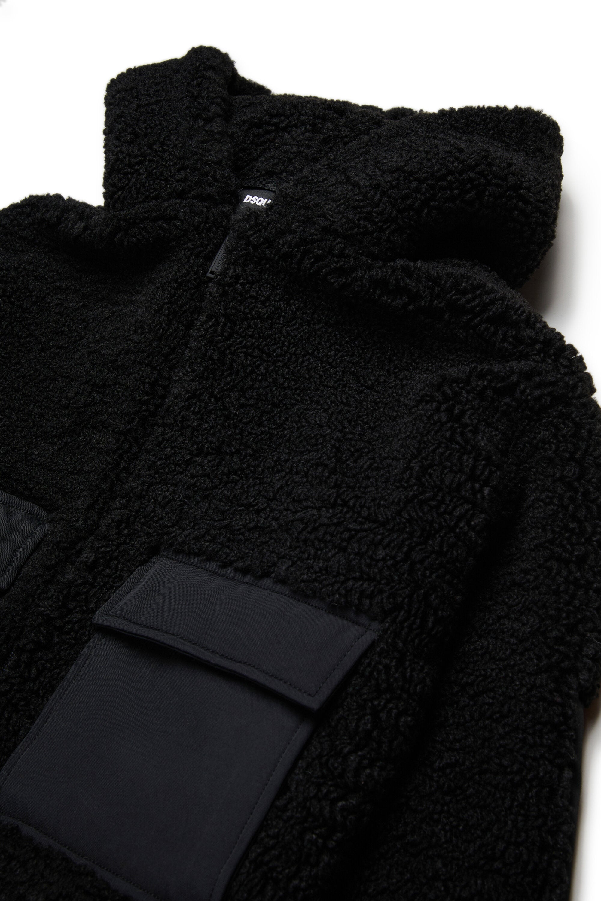 Teddy hooded jacket with maxi logo