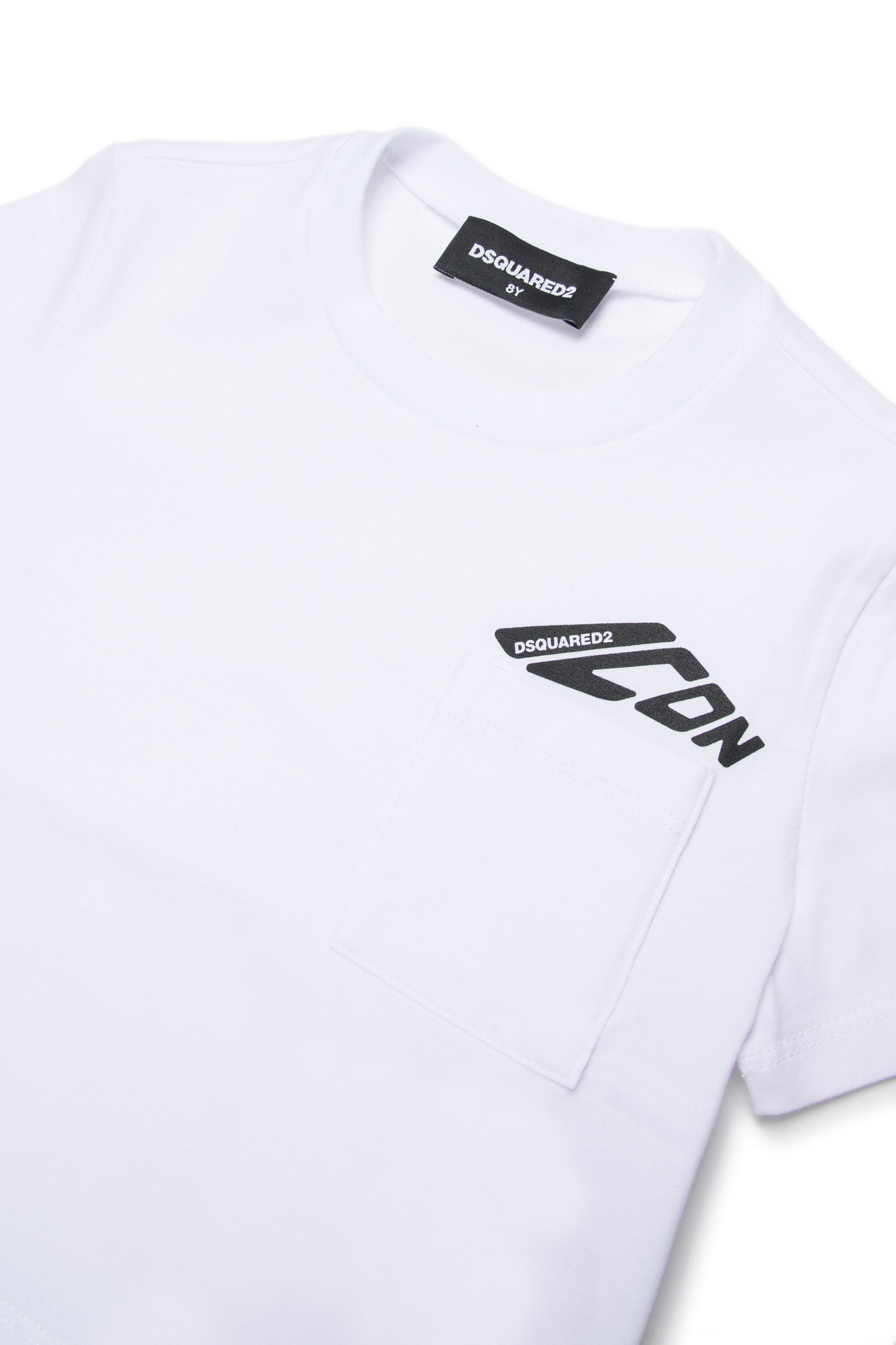 Cropped jersey T-shirt with breast pocket