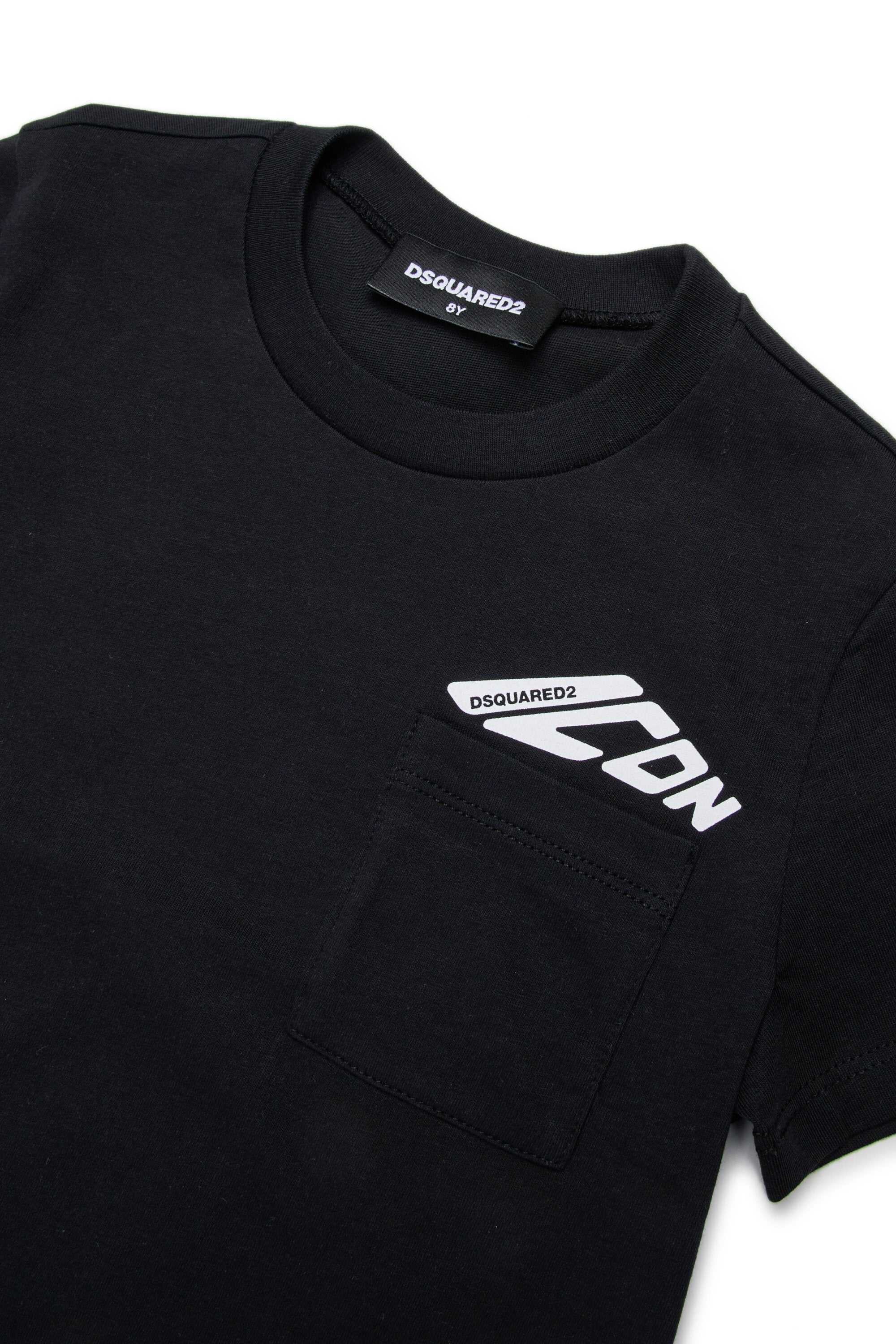 Cropped jersey T-shirt with breast pocket