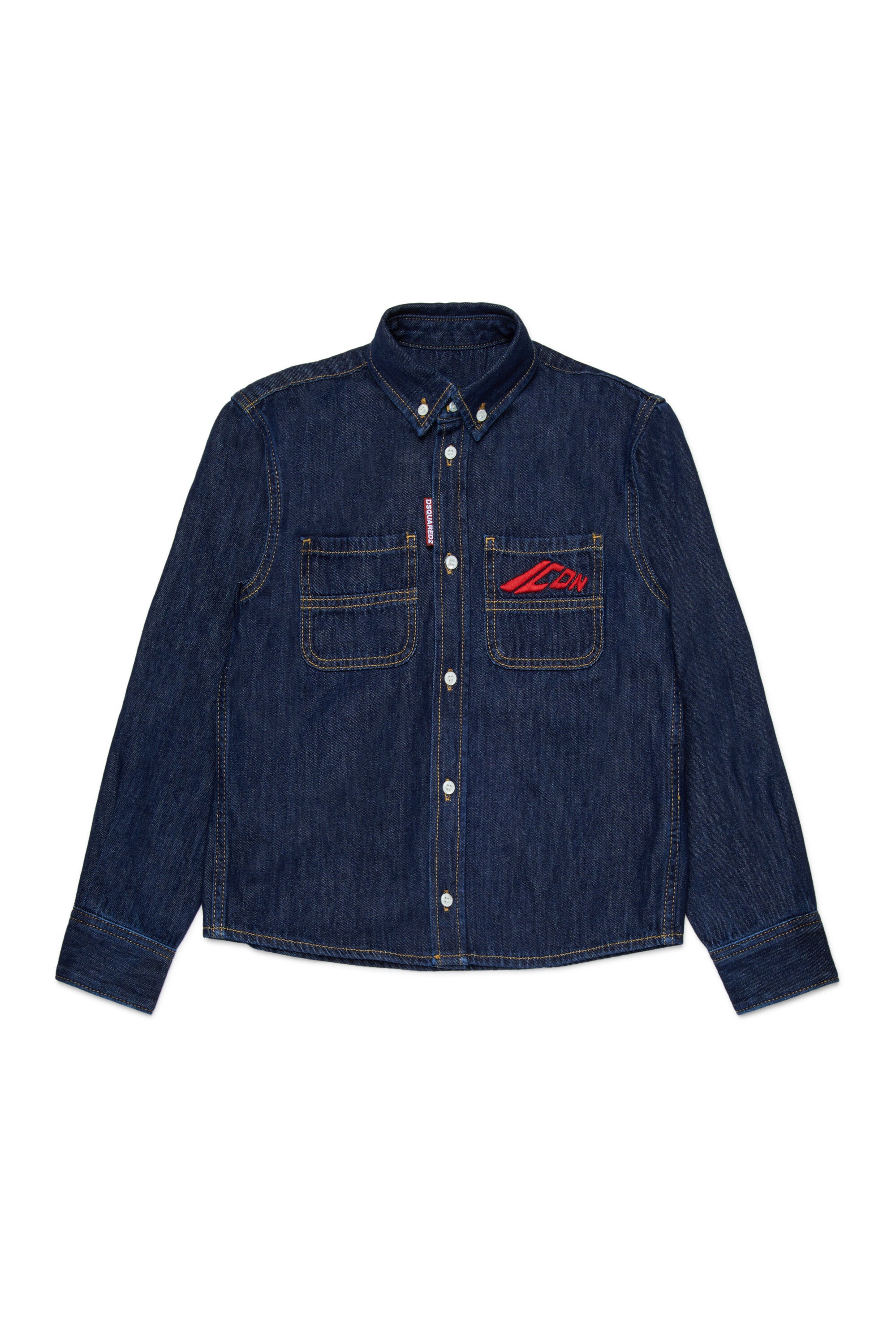 Dark blue denim shirt with ICON logo