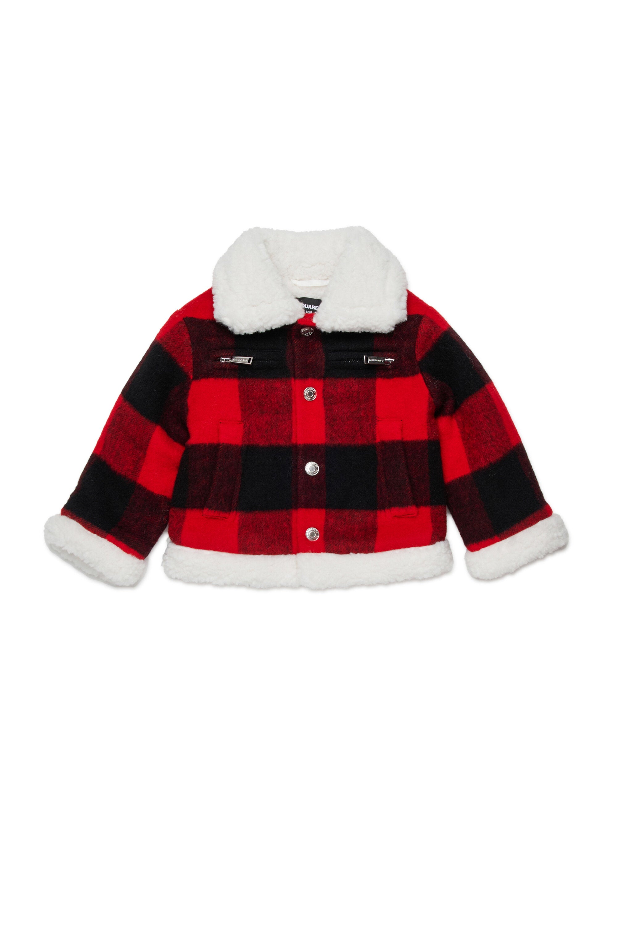 Plaid flannel shearling jacket