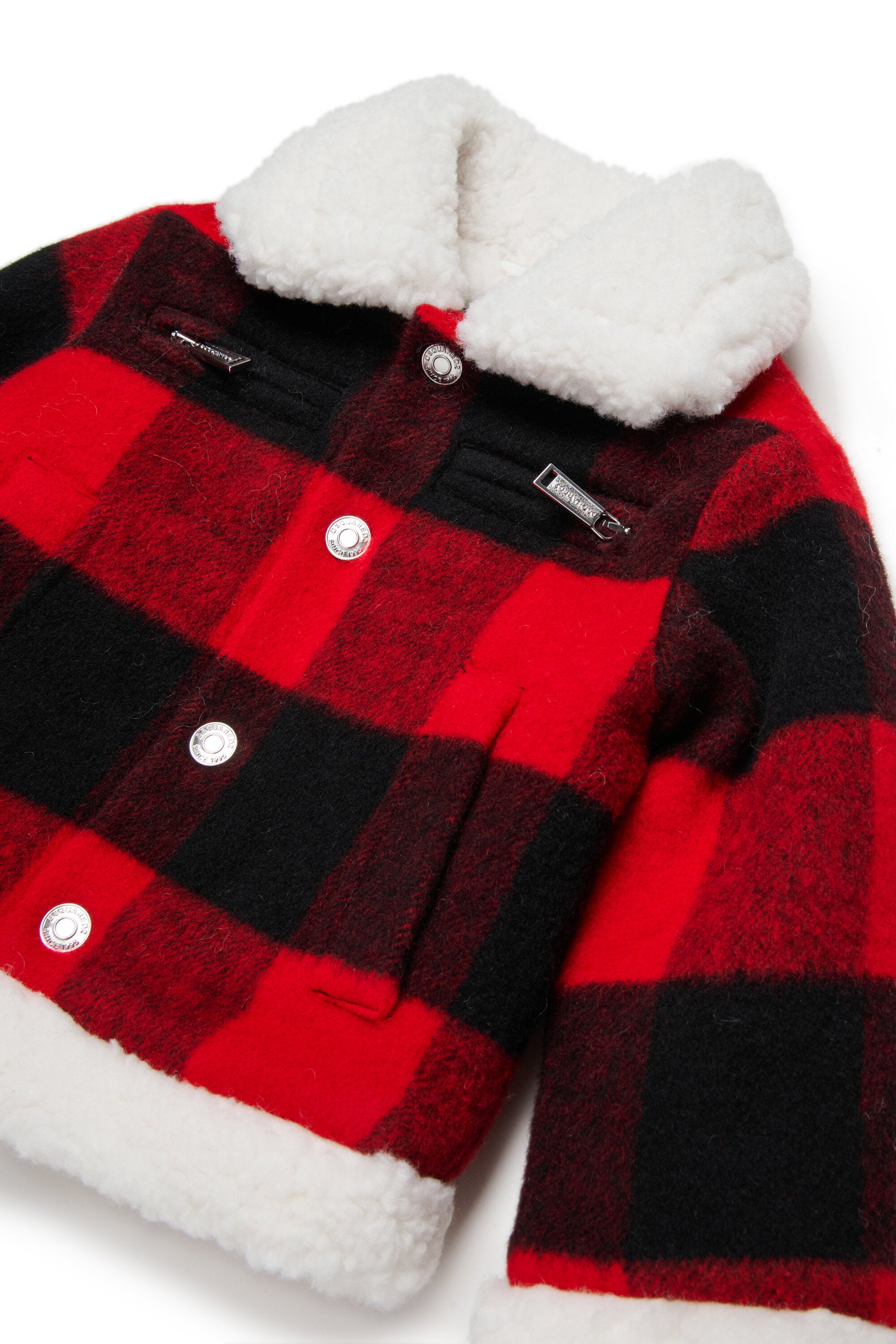 Plaid flannel shearling jacket
