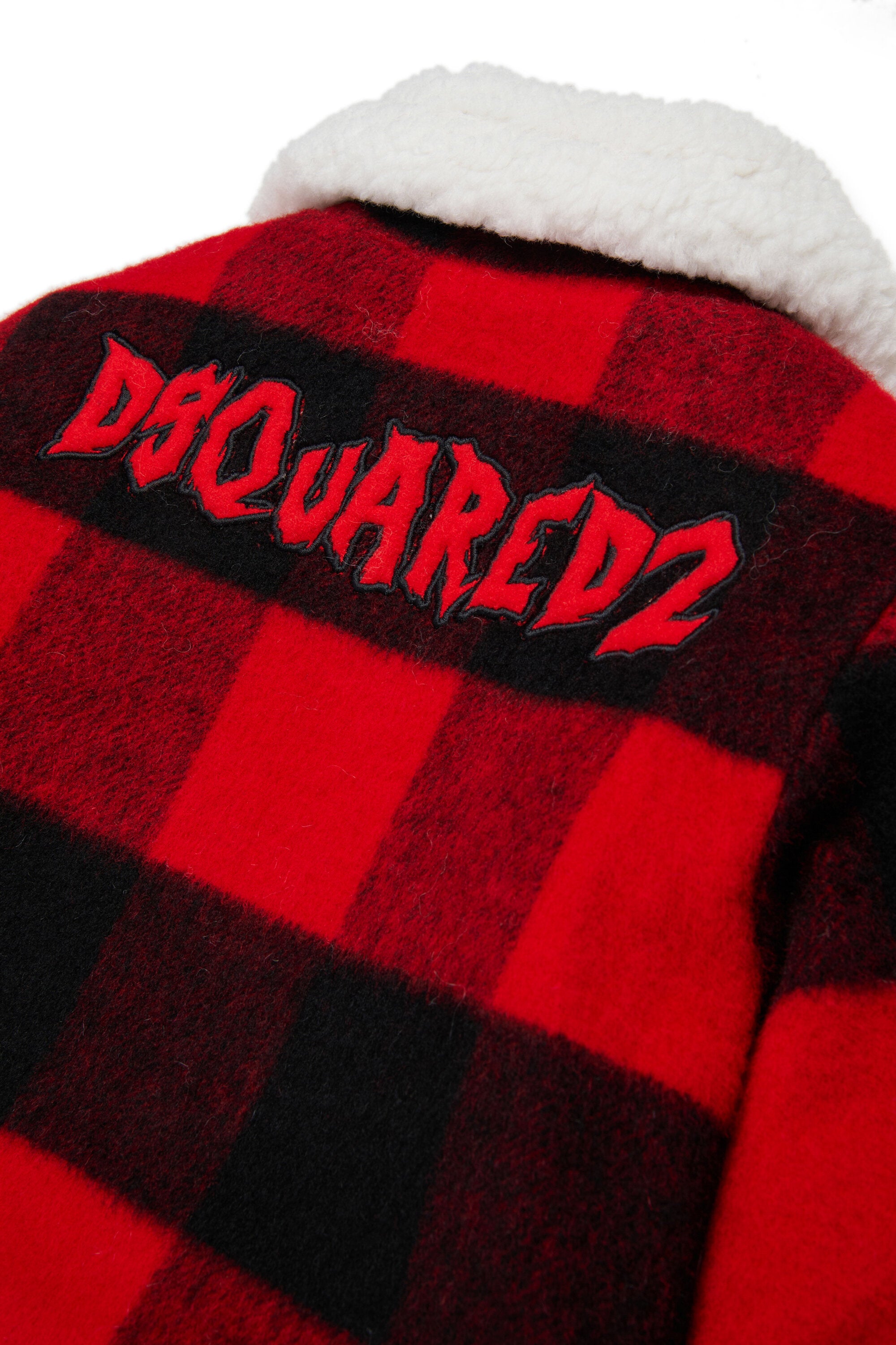 Plaid flannel shearling jacket