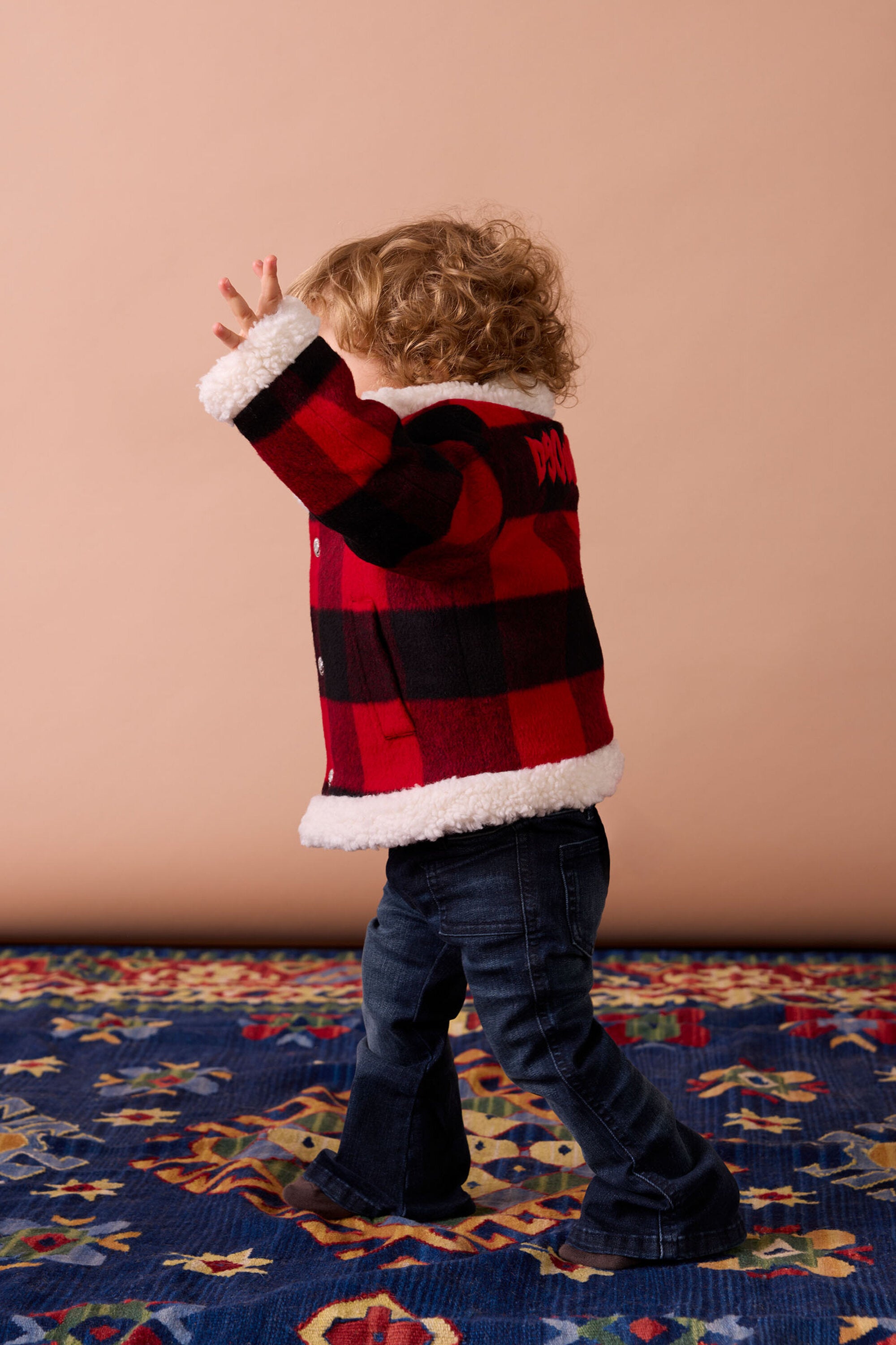 Plaid flannel shearling jacket