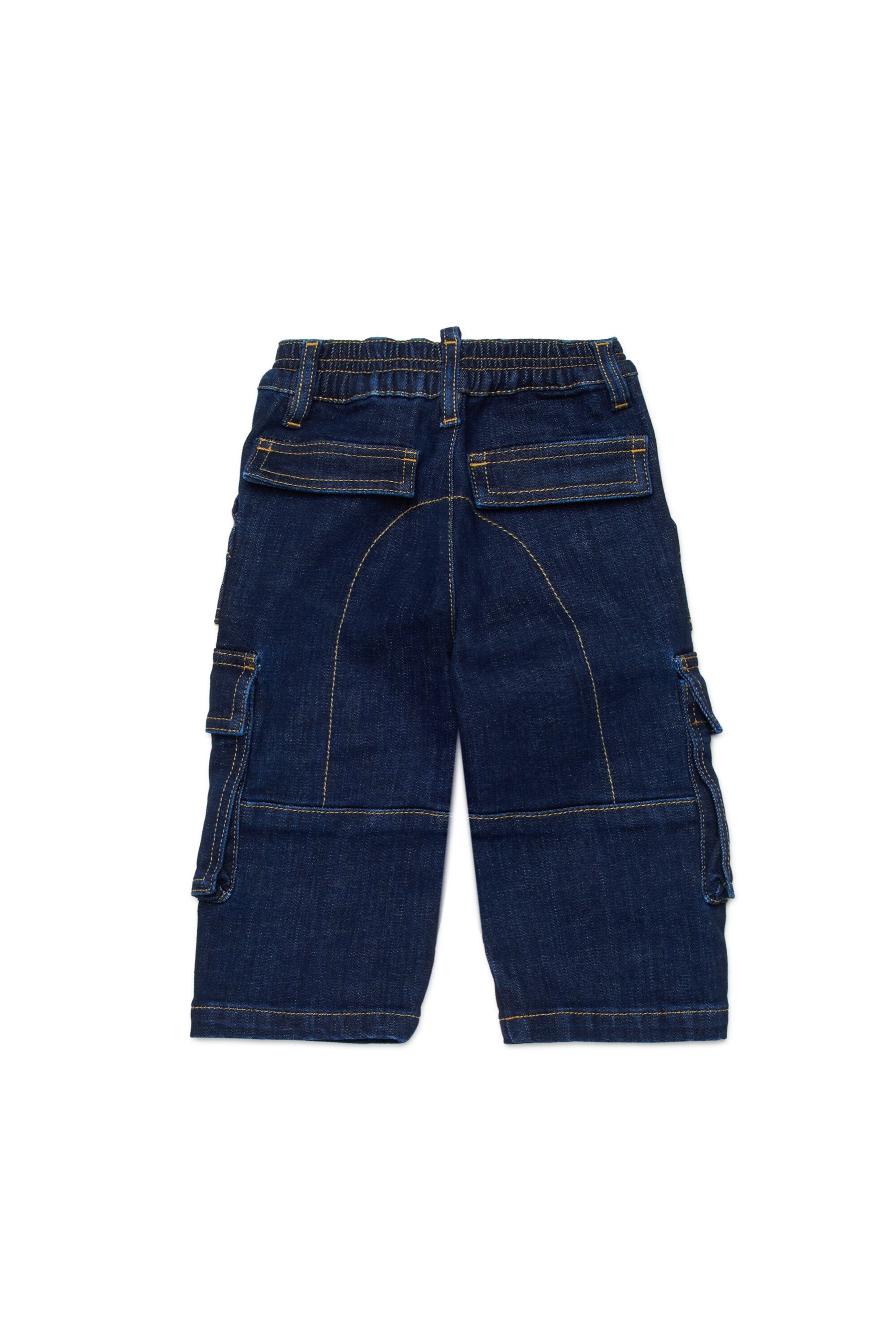Regular dark blue denim cargo jeans