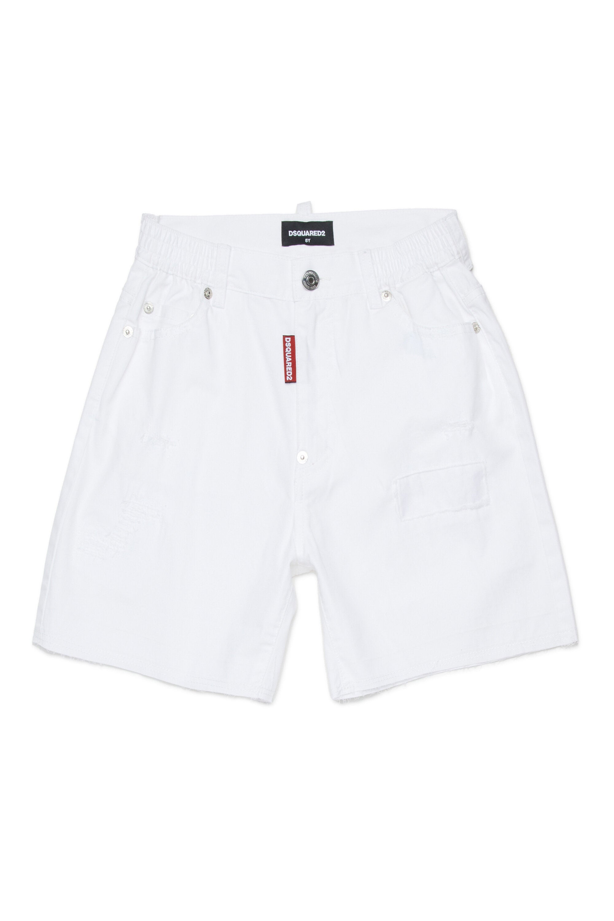 Shorts with logo and frayed details