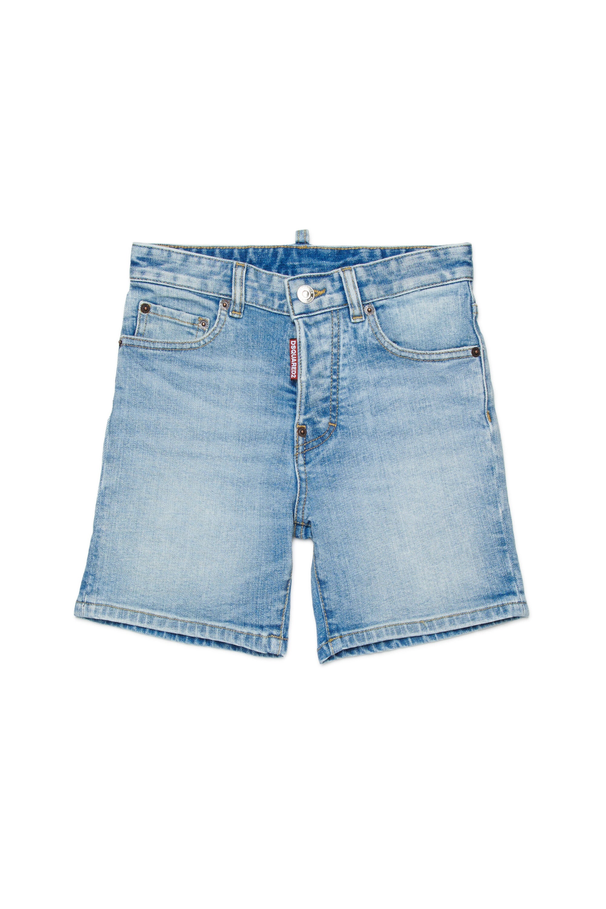 Light-wash denim five-pocket shorts