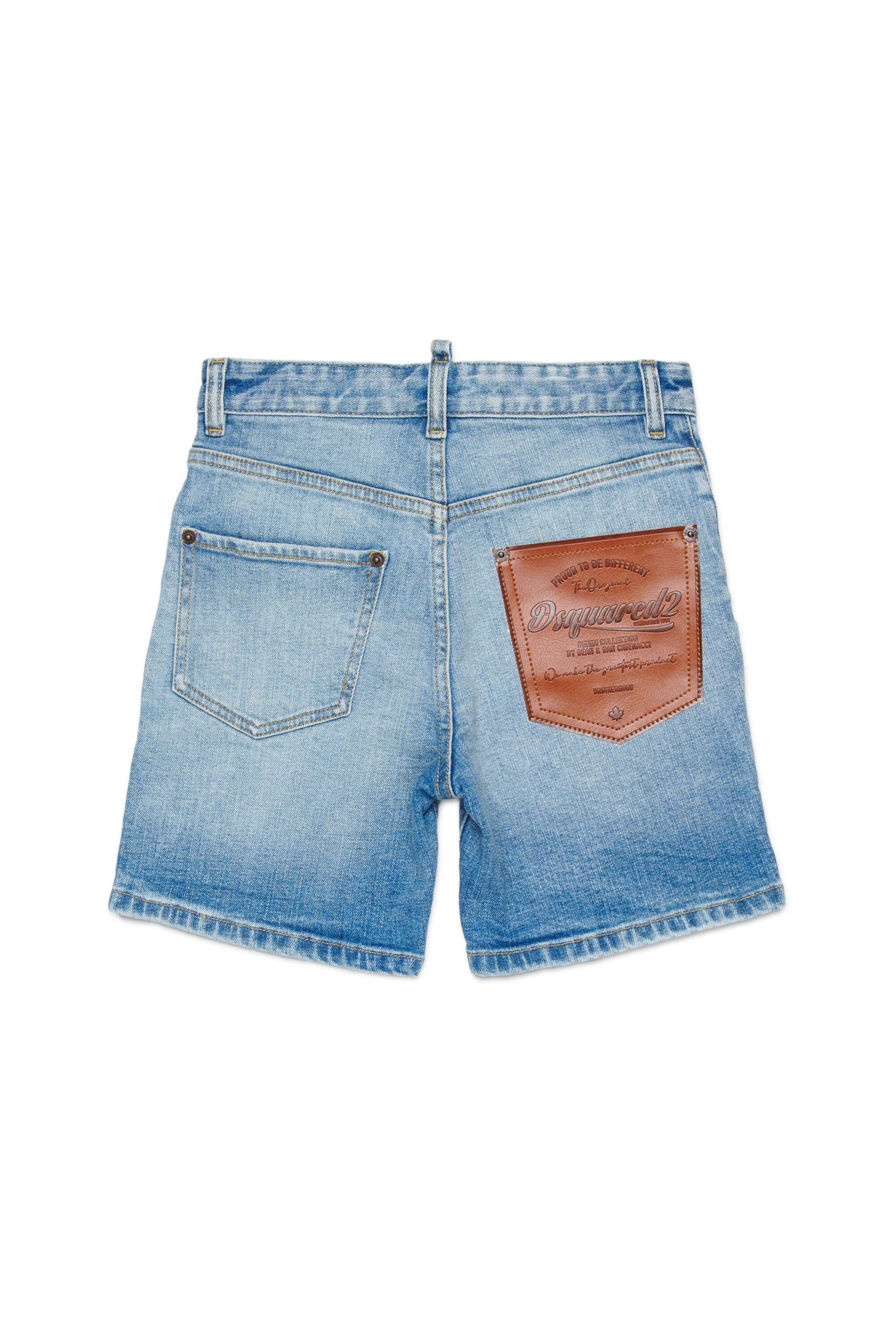 Light-wash denim five-pocket shorts