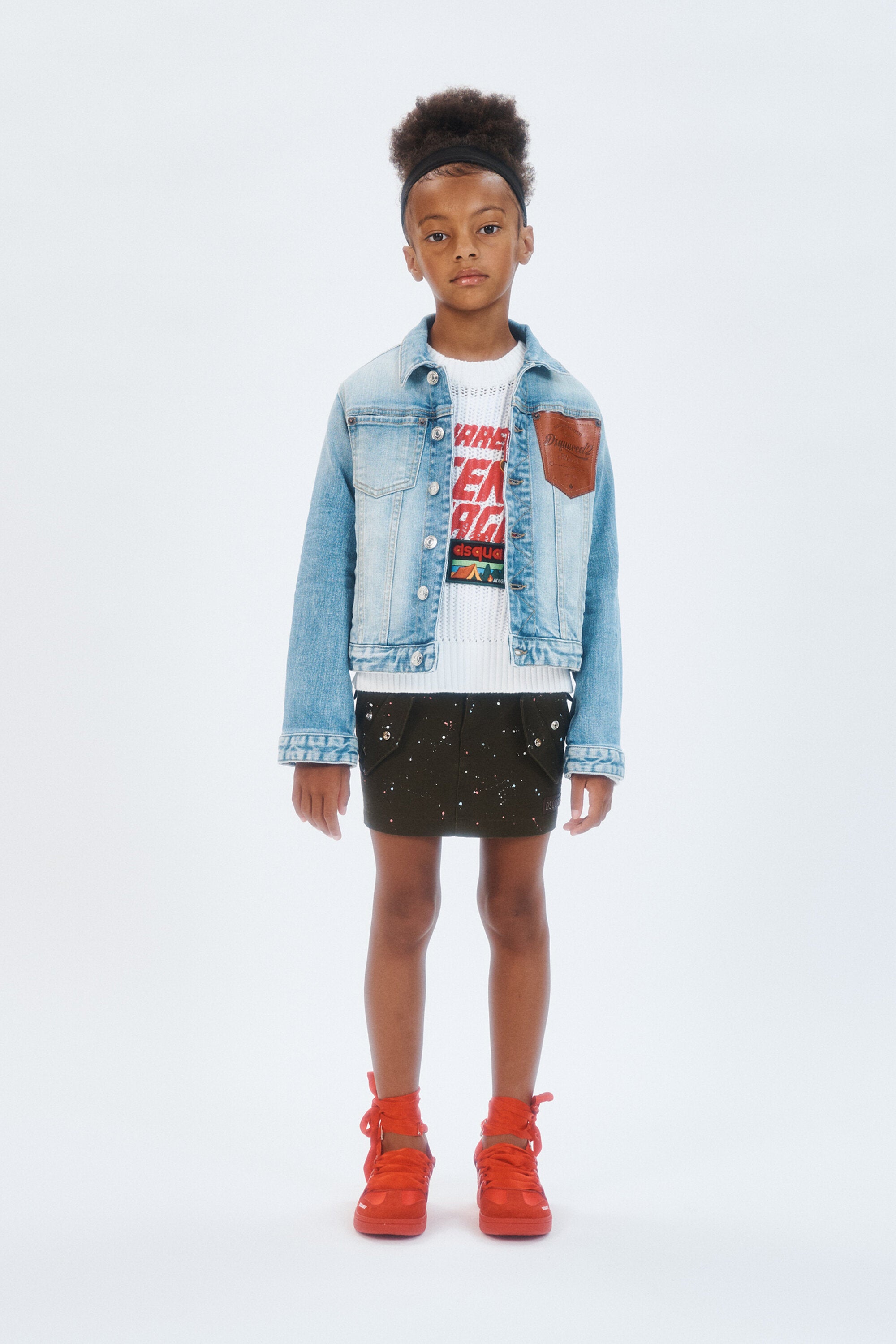 Denim jacket with printed logo