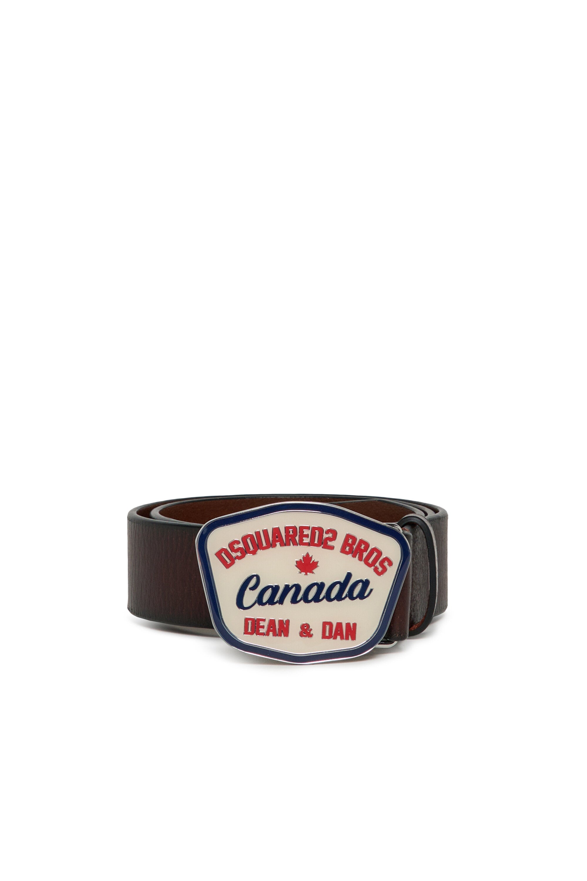 Belt with logo buckle