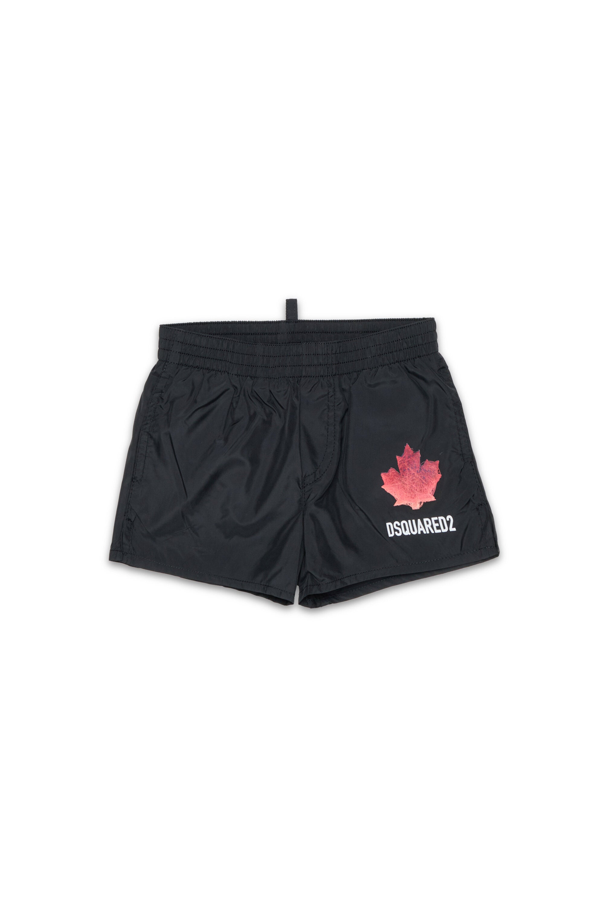 Boxer swim trunks with logo