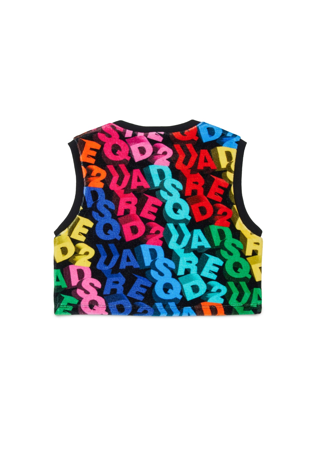 Sleeveless T-shirt with colorful allover logo