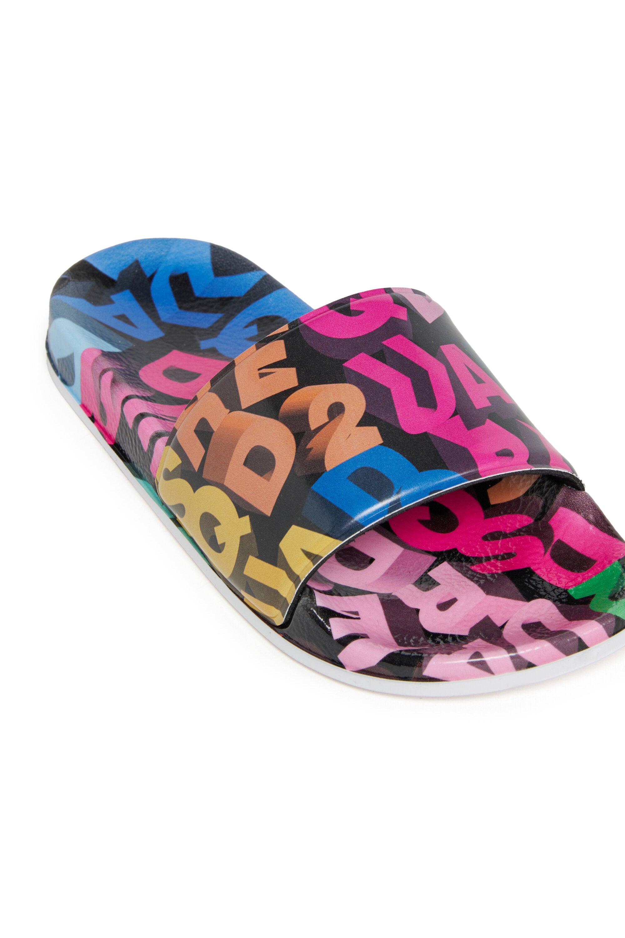 Slide with multicolor allover logo