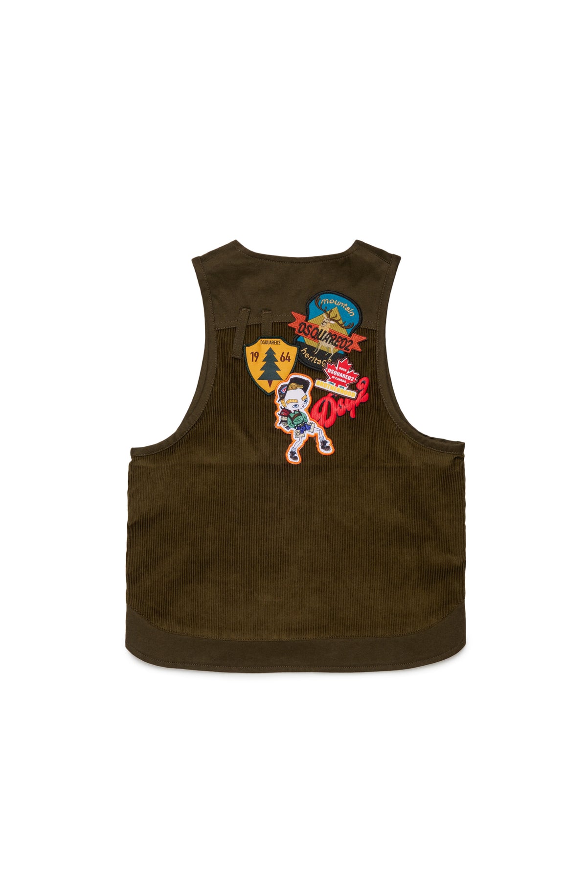 Vest with decorative patches and logo