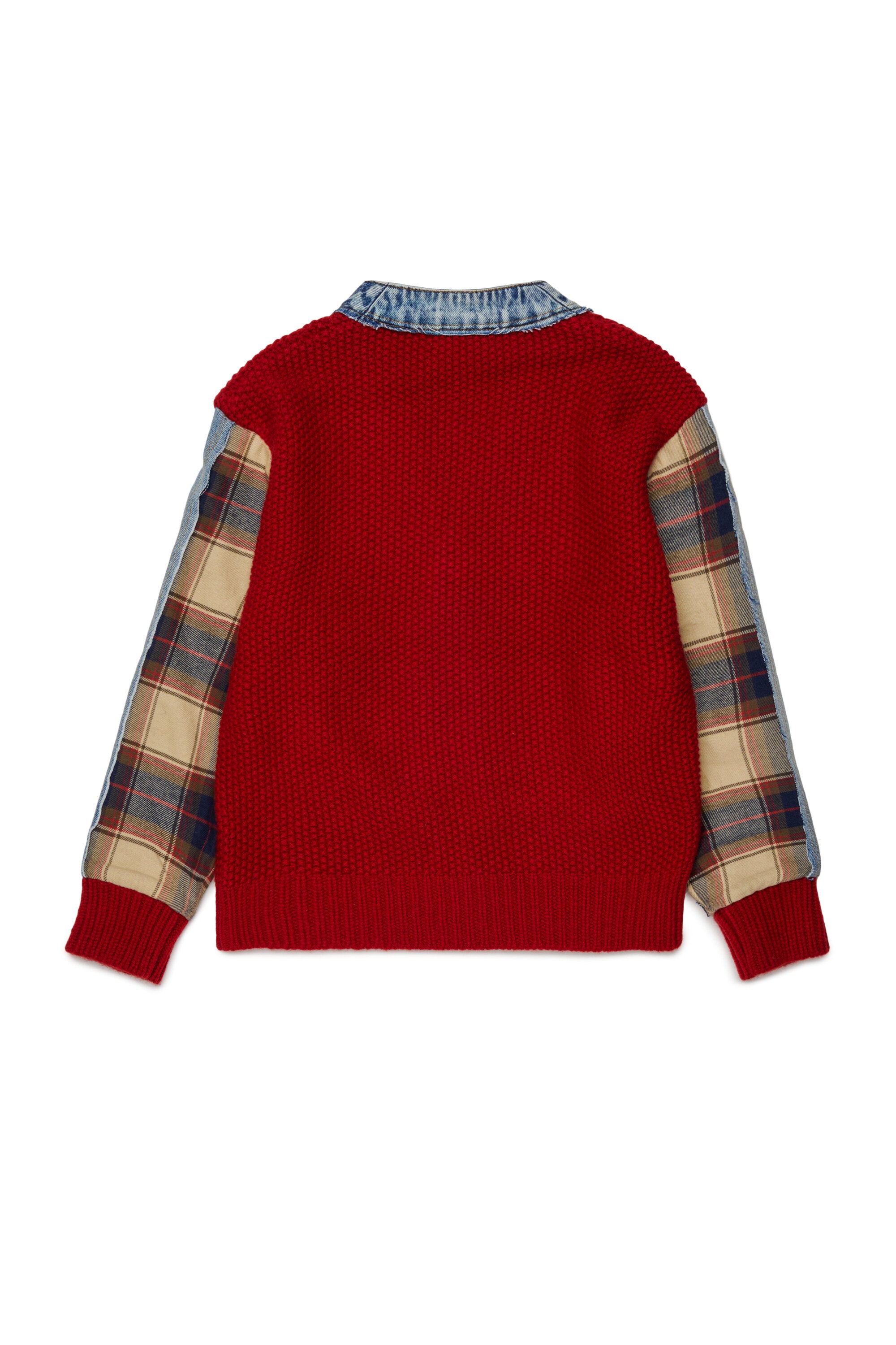 Knitted cardigan with denim details