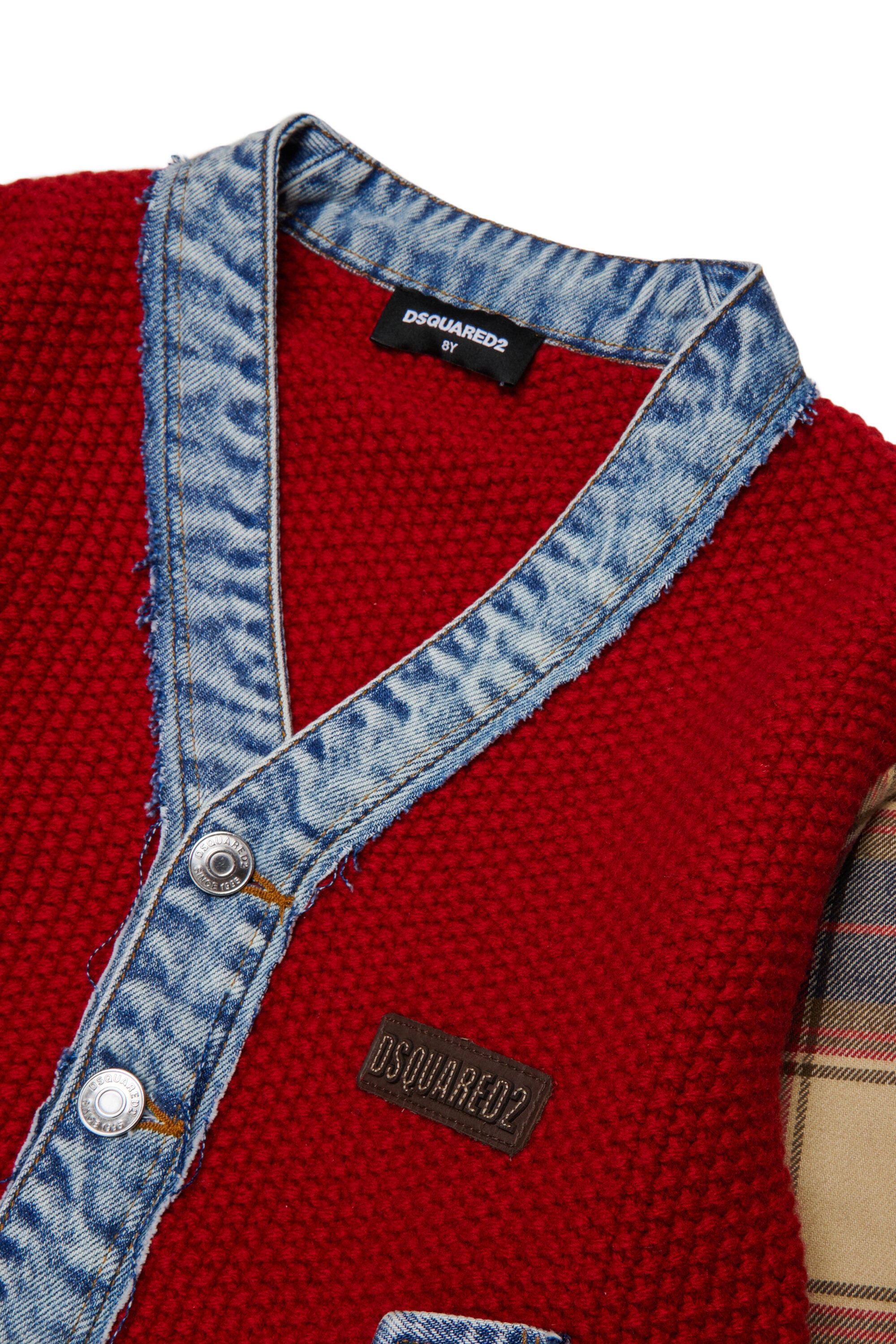 Knitted cardigan with denim details