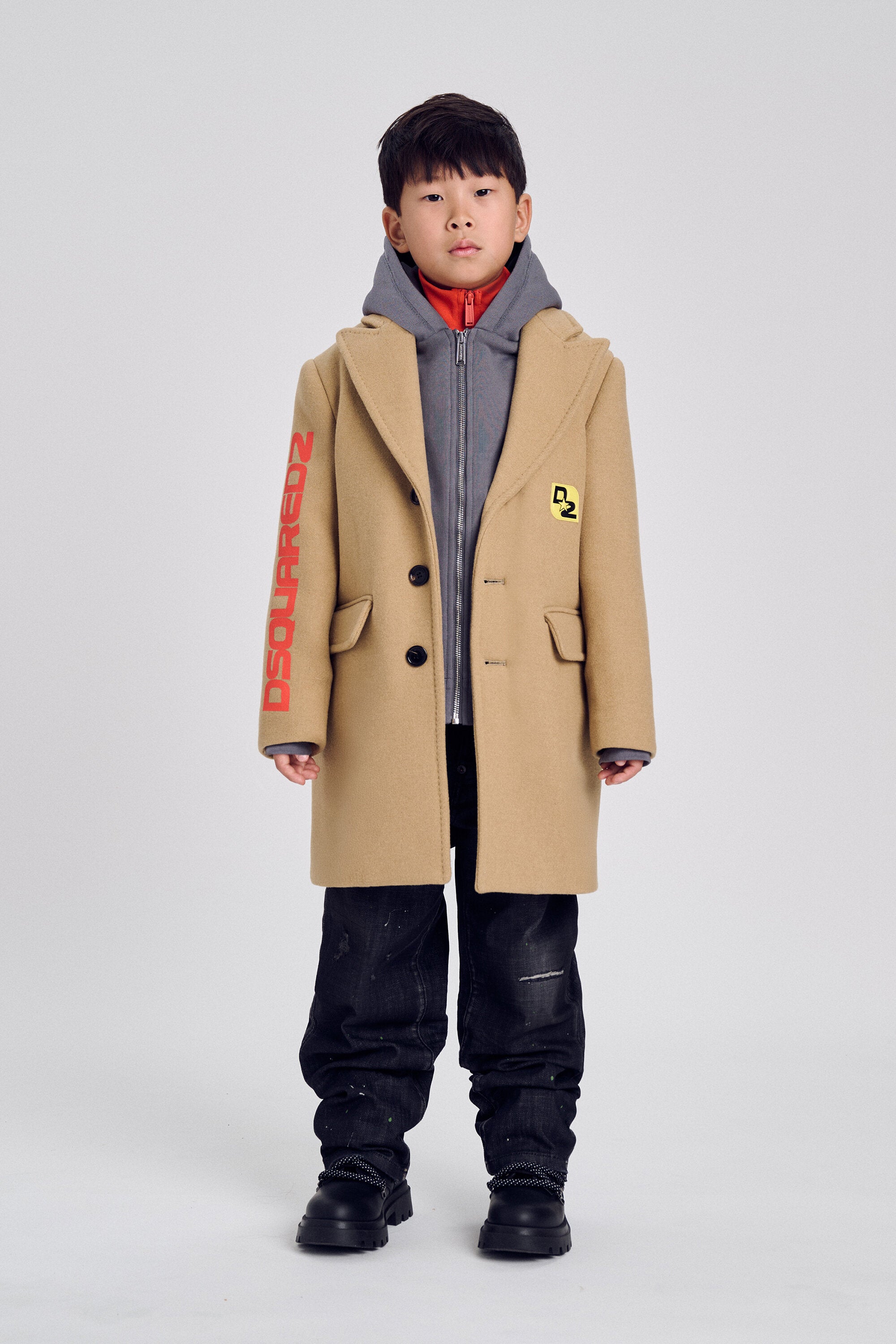 Coat with printed logo