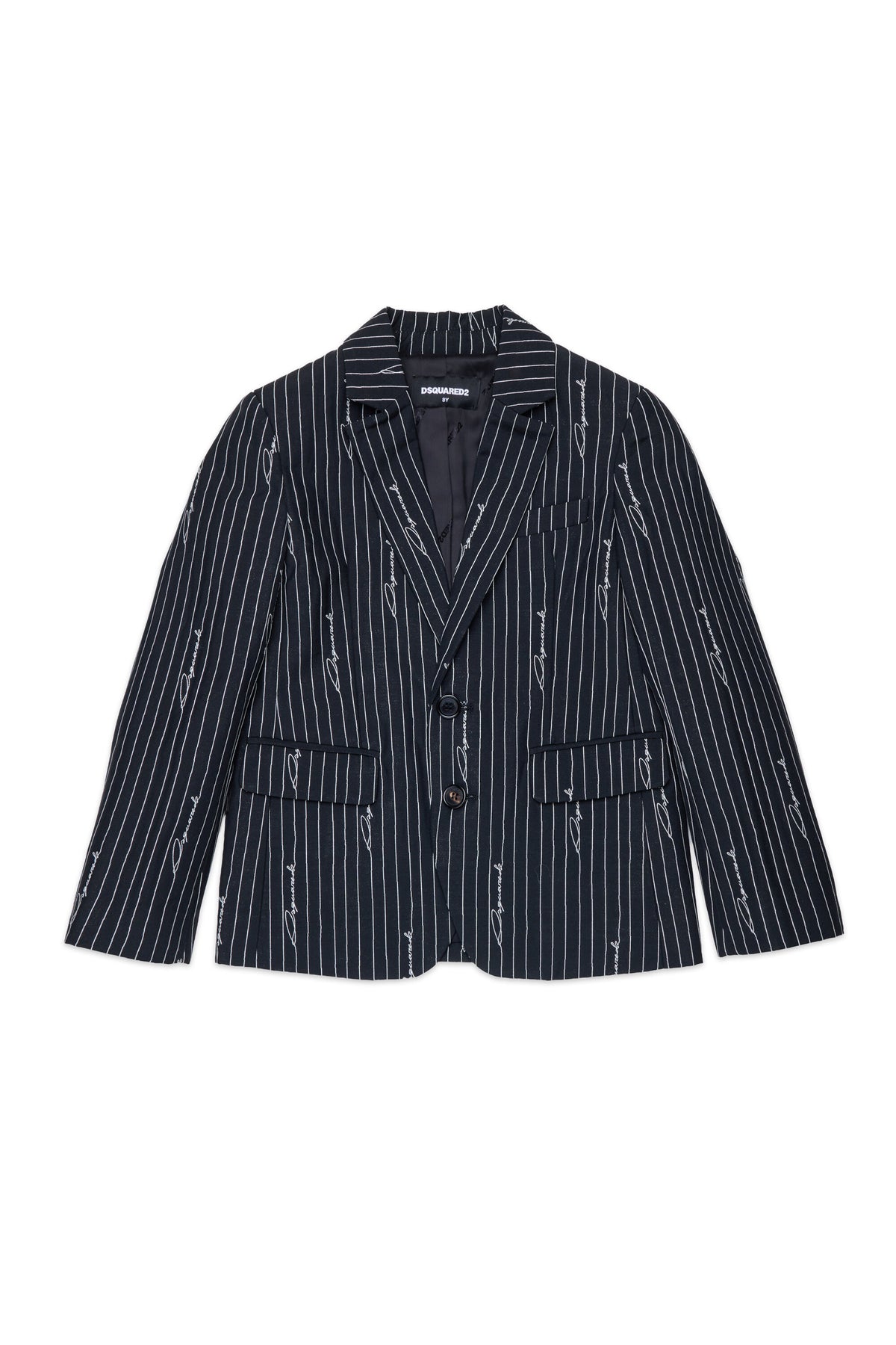 Pinstripe blazer with allover logo