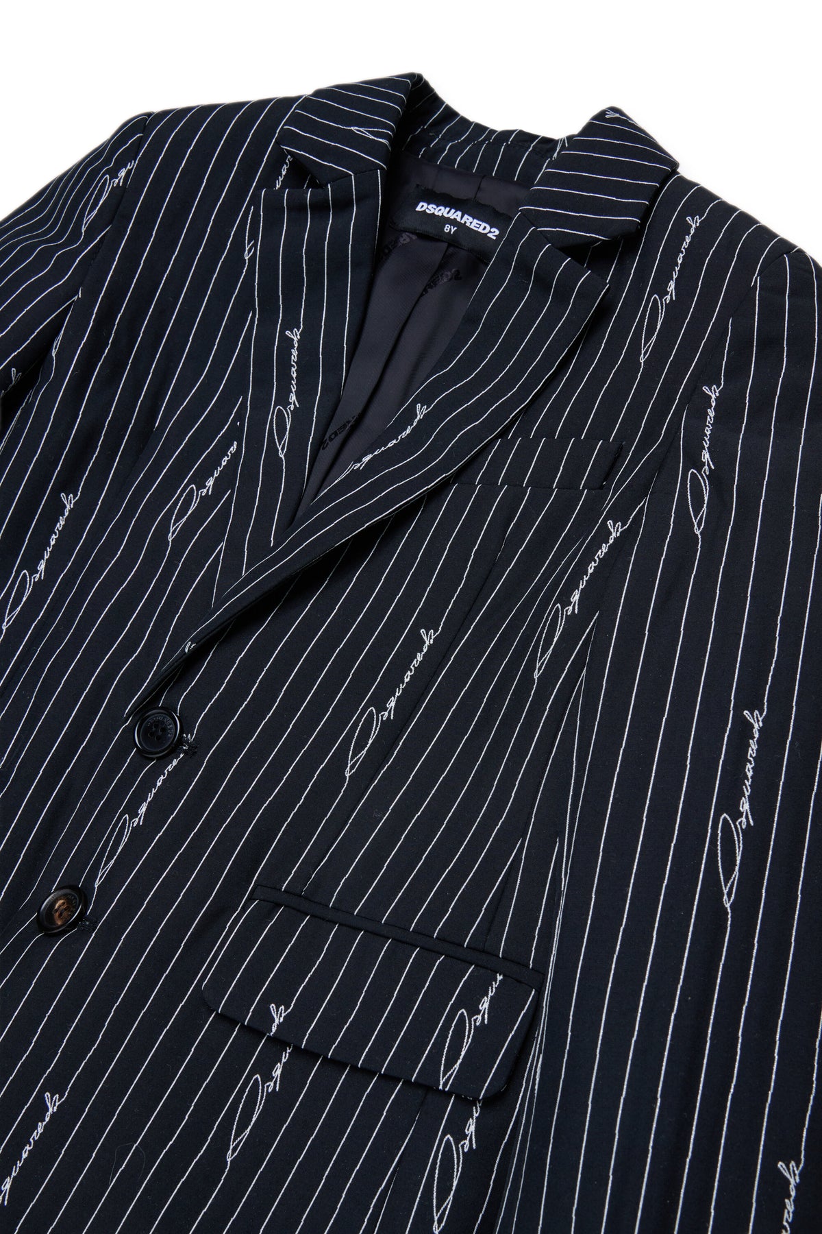 Pinstripe blazer with allover logo