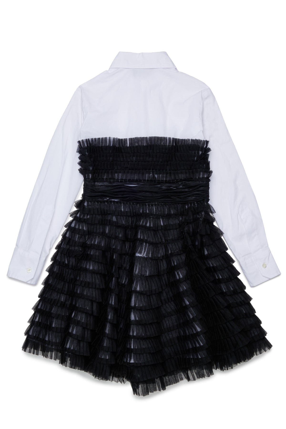 Shirt dress with pleated ruffles